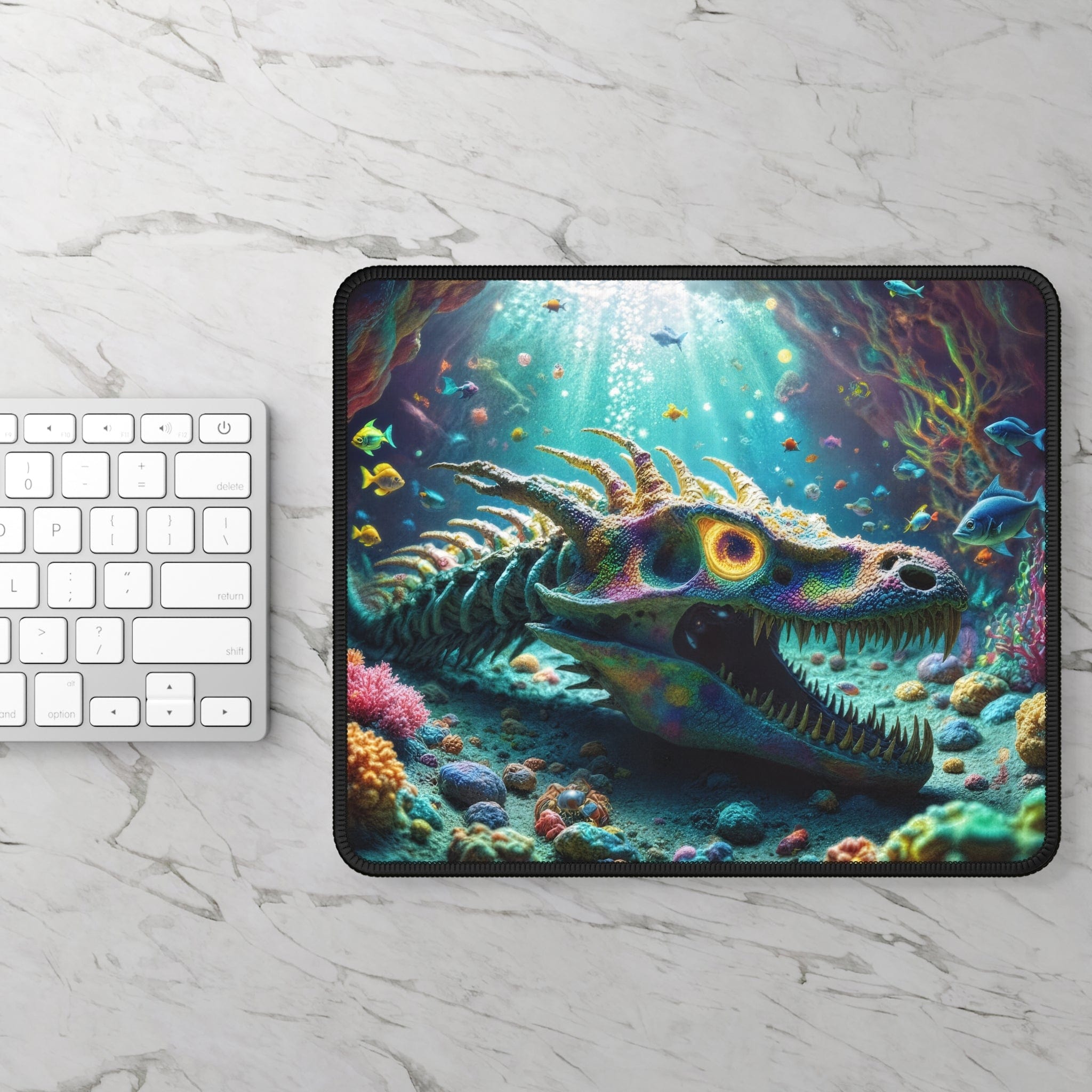 Printify Home Decor Rectangle / 9" × 7" Dragon Bones Underwater - Desk Mat Mouse Pad Gamer Gift Office Decor