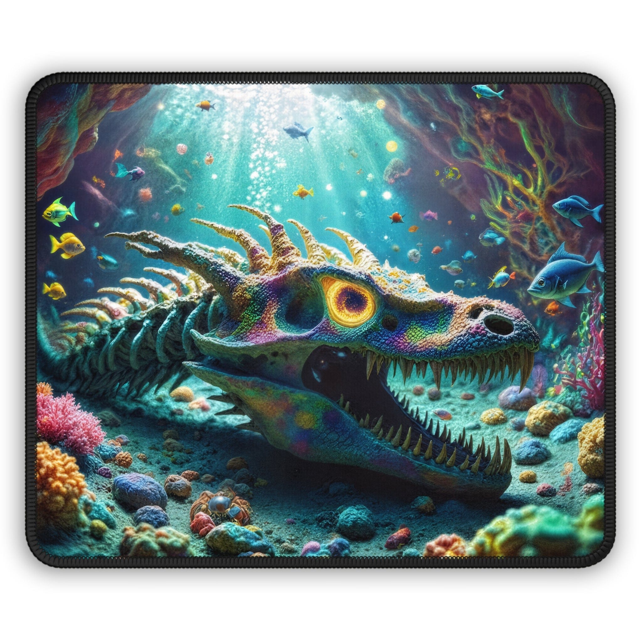 Printify Home Decor Rectangle / 9" × 7" Dragon Bones Underwater - Desk Mat Mouse Pad Gamer Gift Office Decor