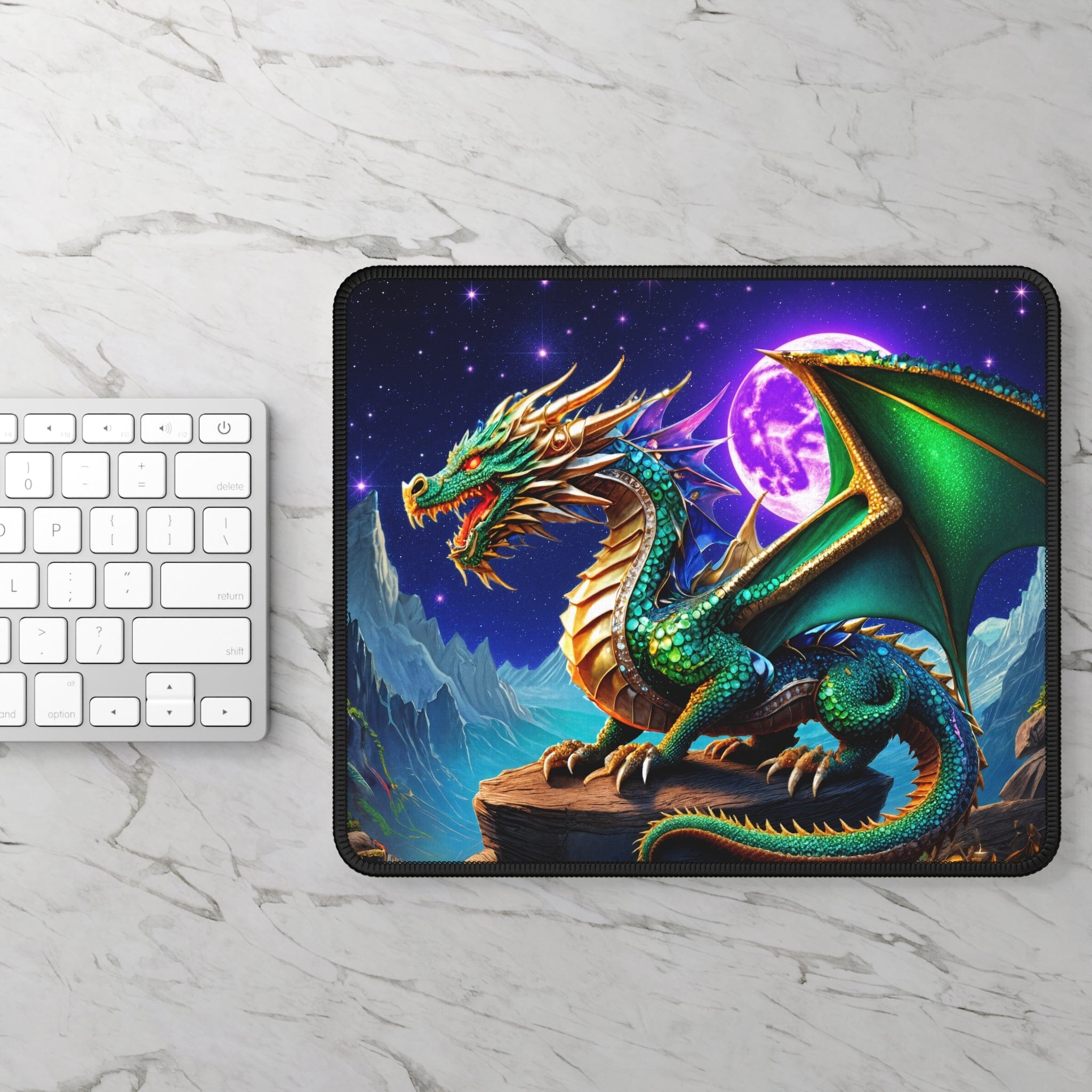 Printify Home Decor Rectangle / 9" × 7" Gem Moon Dragon - Desk Mat Mouse Pad Gamer Gift Office Decor