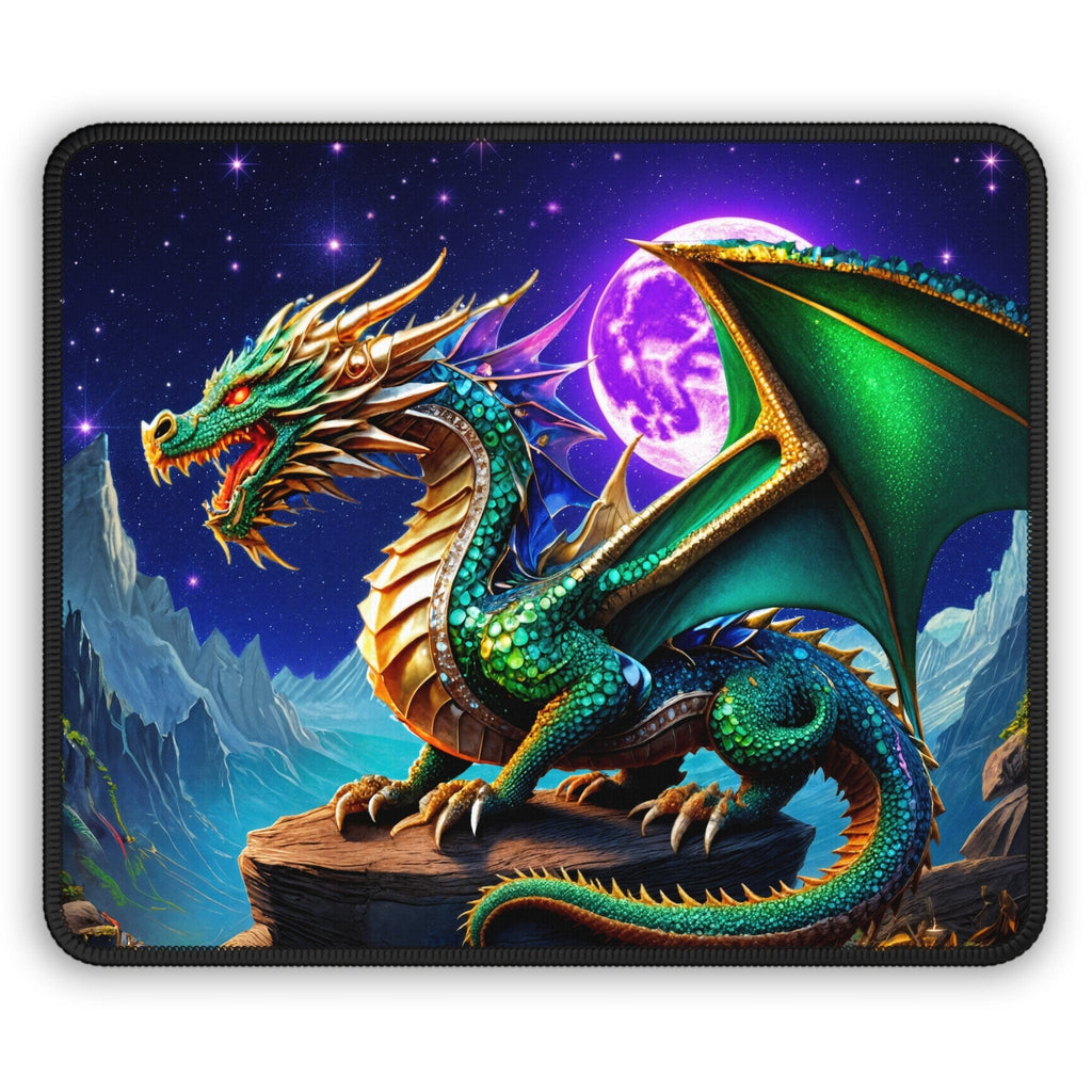 Printify Home Decor Rectangle / 9" × 7" Gem Moon Dragon - Desk Mat Mouse Pad Gamer Gift Office Decor