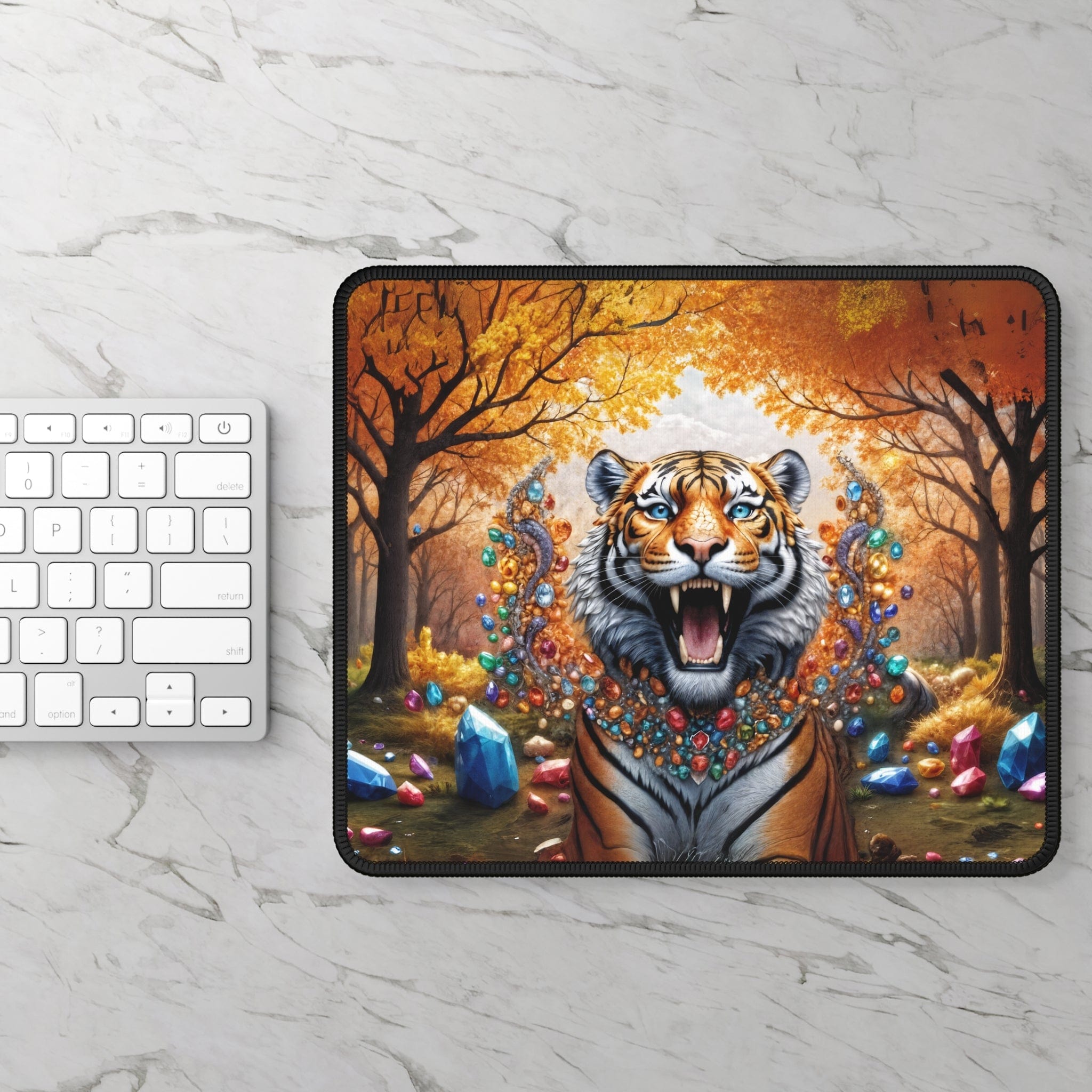 Printify Home Decor Rectangle / 9" × 7" Gem Tiger - Desk Mat Mouse Pad Gamer Gift Office Decor