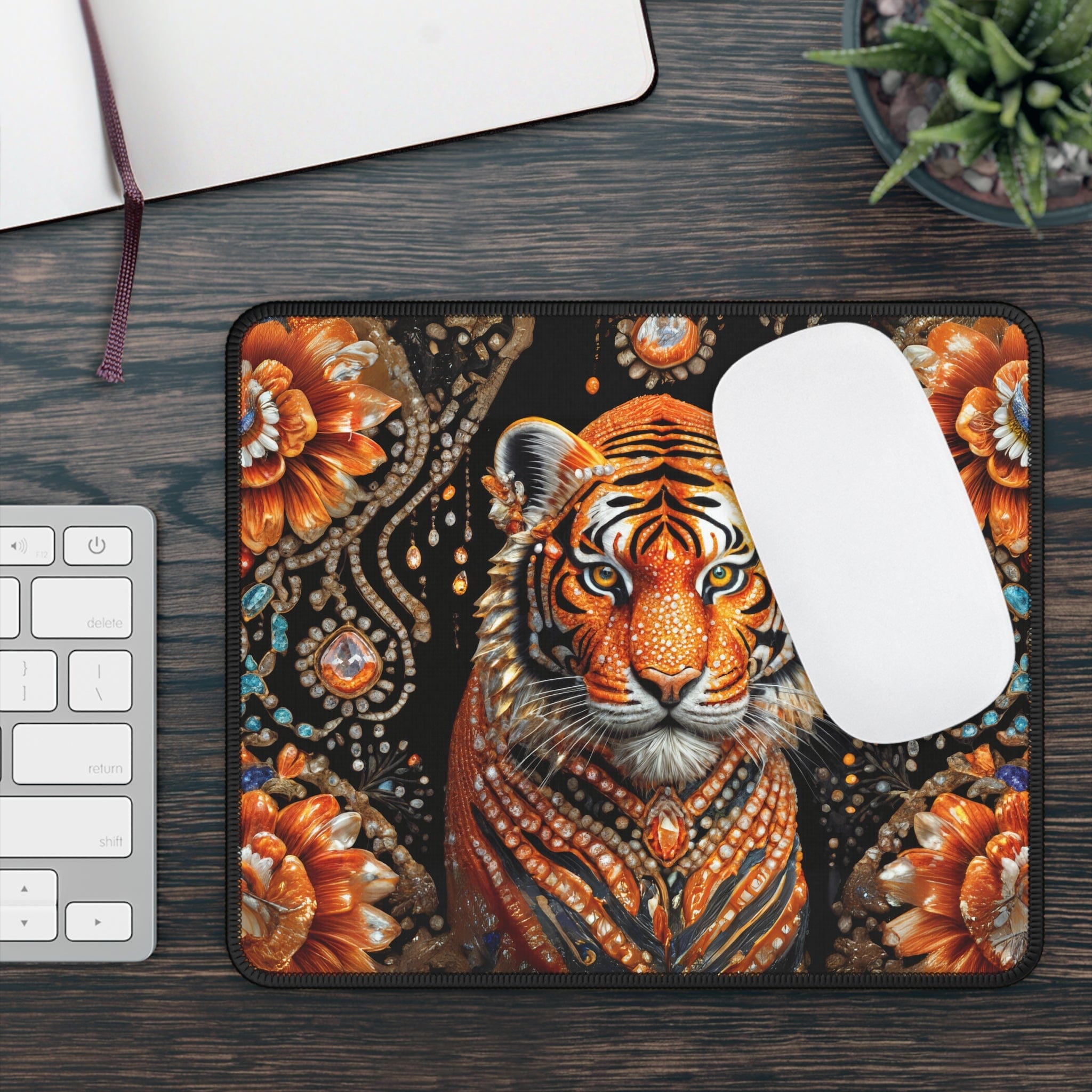 Printify Home Decor Rectangle / 9" × 7" King Tiger - Desk Mat Mouse Pad Gamer Gift Office Decor