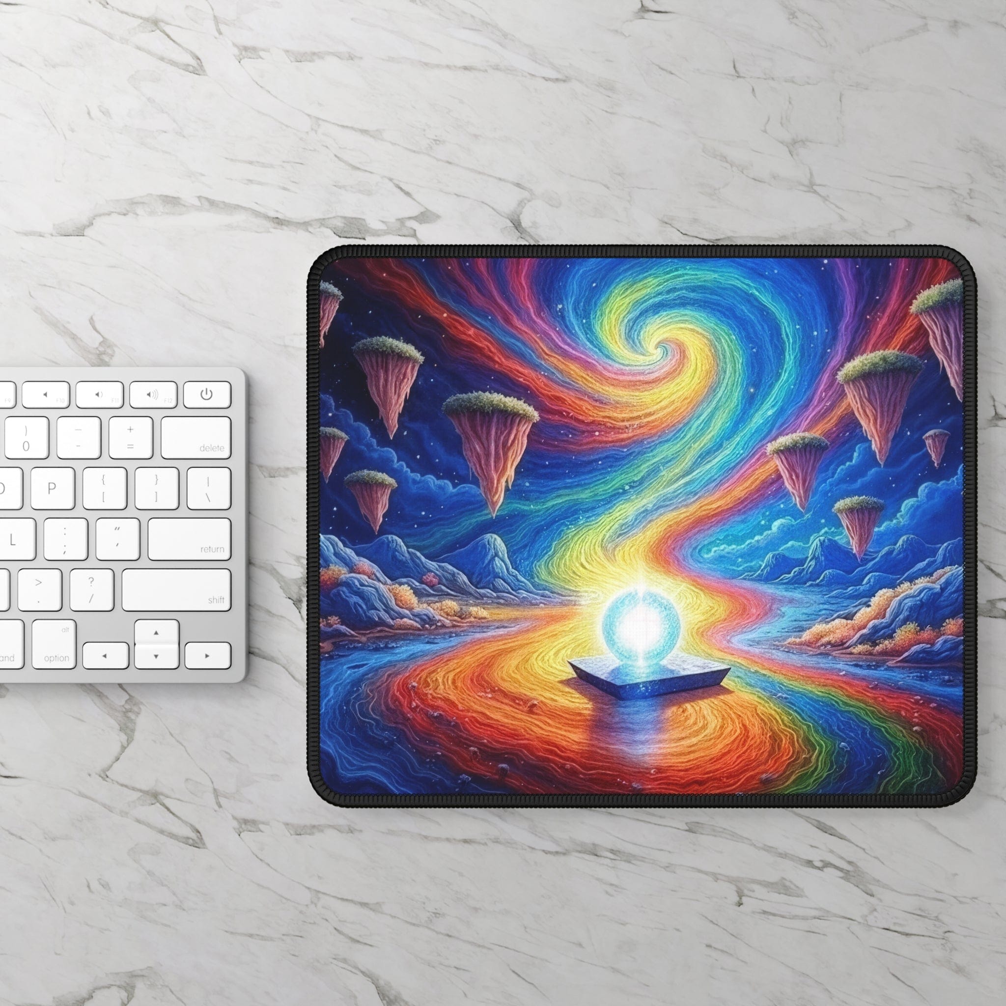 Printify Home Decor Rectangle / 9" × 7" Prism Planet Light Orb - Desk Mat Mouse Pad Gamer Gift Office Decor