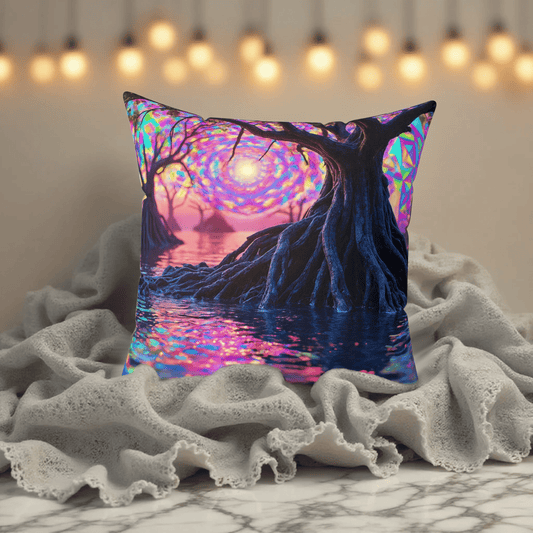 Printify Home Decor Vibrant Mandala Tree Pillow, Decorative Cushion, Bohemian Home Decor, Artistic Throw Pillow, Colorful Accent Pillow, Nature Inspired Gift