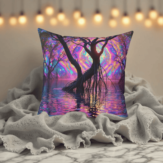 Printify Home Decor Whimsical Mangrove Tree Design Pillow, Decorative Cushion for Home, Bohemian Decor, Gift for Nature Lovers, Sofa Pillow, Art Throw Pillow