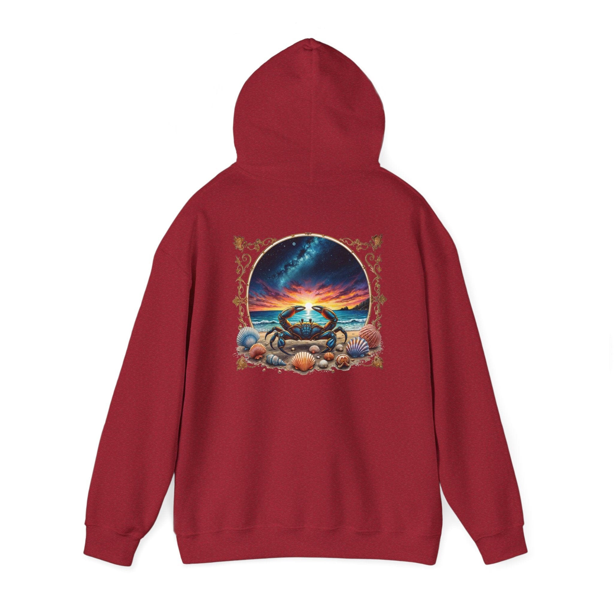 Printify Hoodie S / Antique Cherry Red Cancer Zodiac & Astrology - Heavyweight Hoodie (Print On Back)