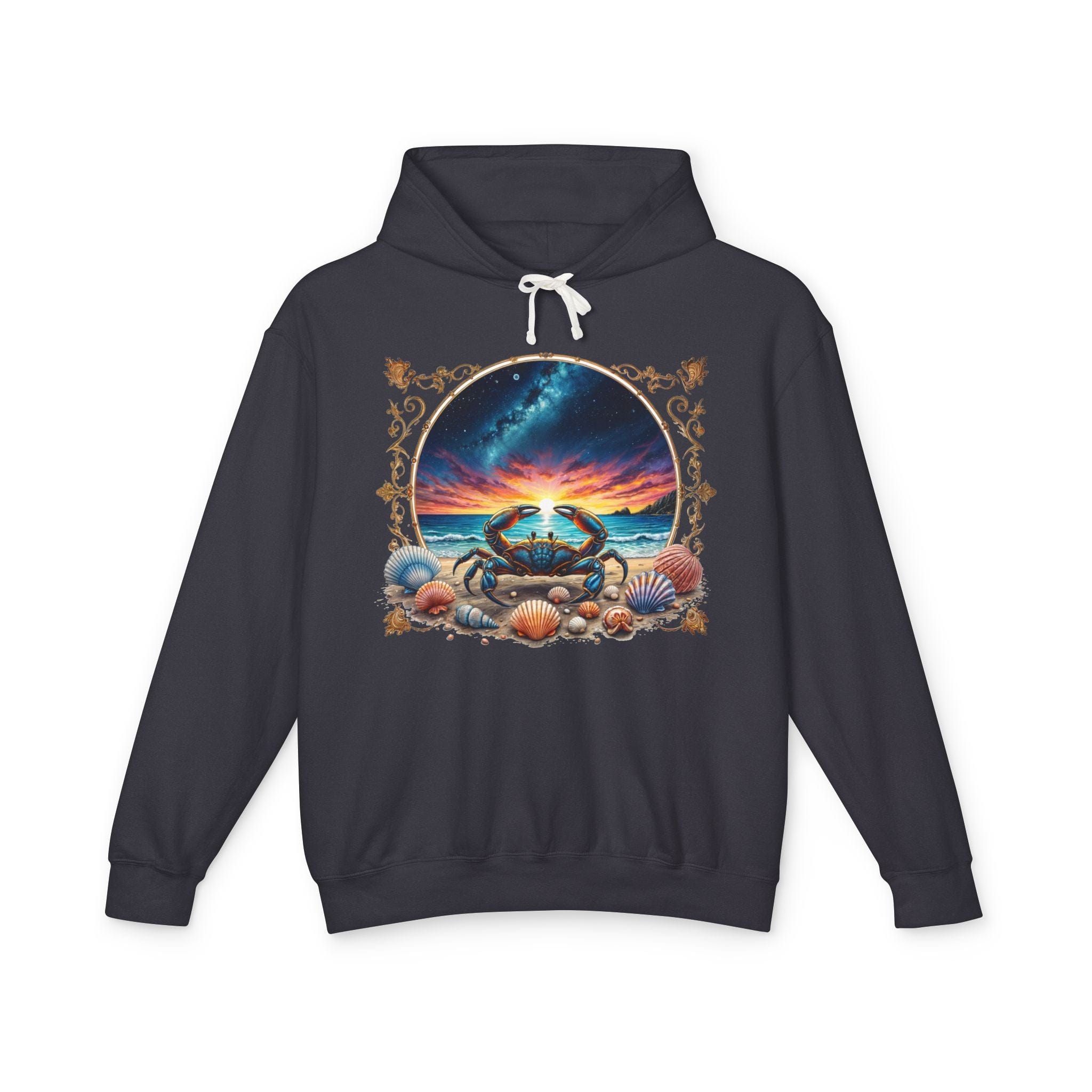 Printify Hoodie S / Black Cancer Zodiac & Astrology - Lightweight Hoodie (Print On Front)