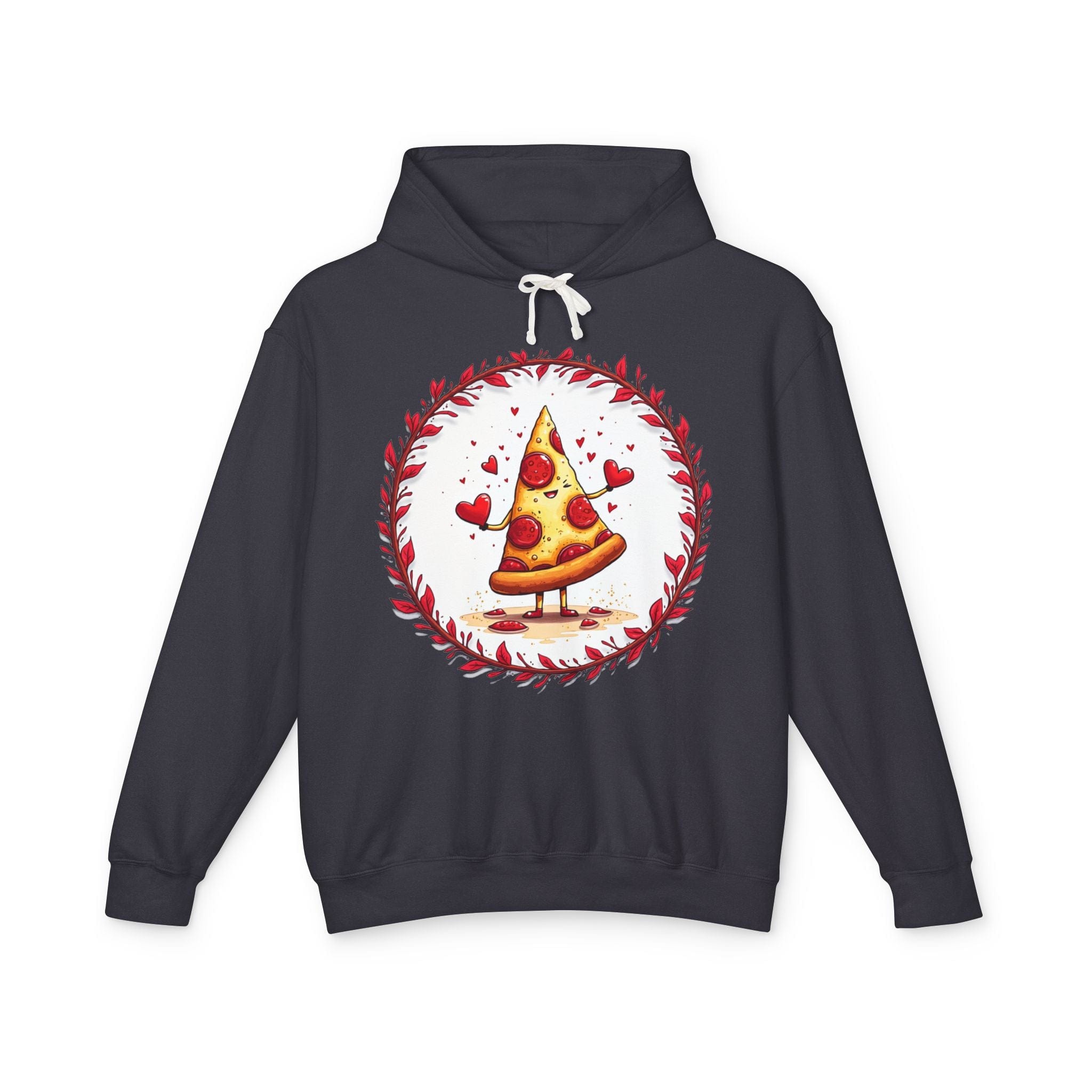 Printify Hoodie S / Black Love at First Bite Pizza Love & Fun - Lightweight Hoodie