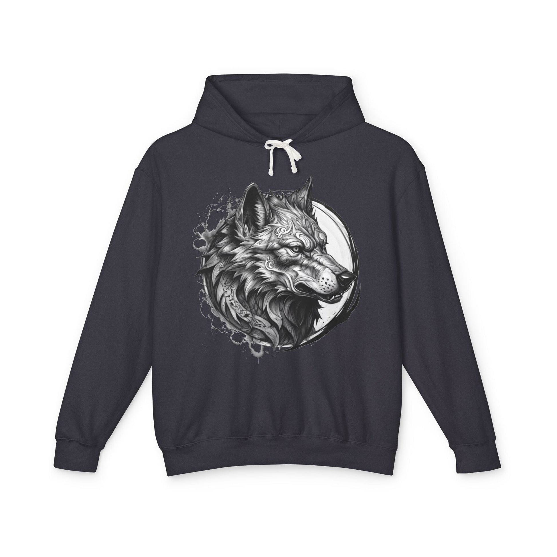 Printify Hoodie S / Black Wolf Wild Motivation - Lightweight Hoodie