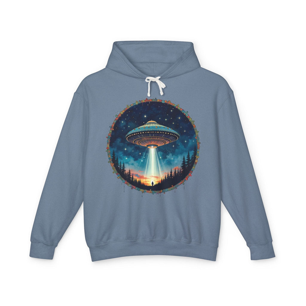 Printify Hoodie S / Blue Jean Hover Above UFO Cosmic - Lightweight Hoodie