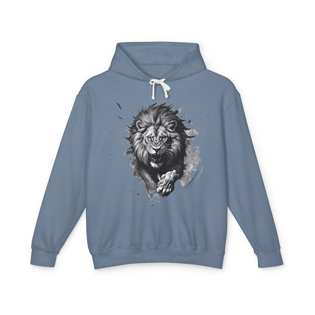 Printify Hoodie S / Blue Jean Lion Charge Motivation - Lightweight Hoodie