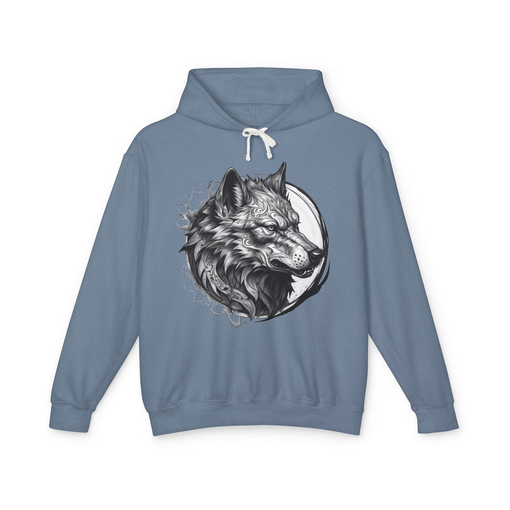 Printify Hoodie S / Blue Jean Wolf Wild Motivation - Lightweight Hoodie