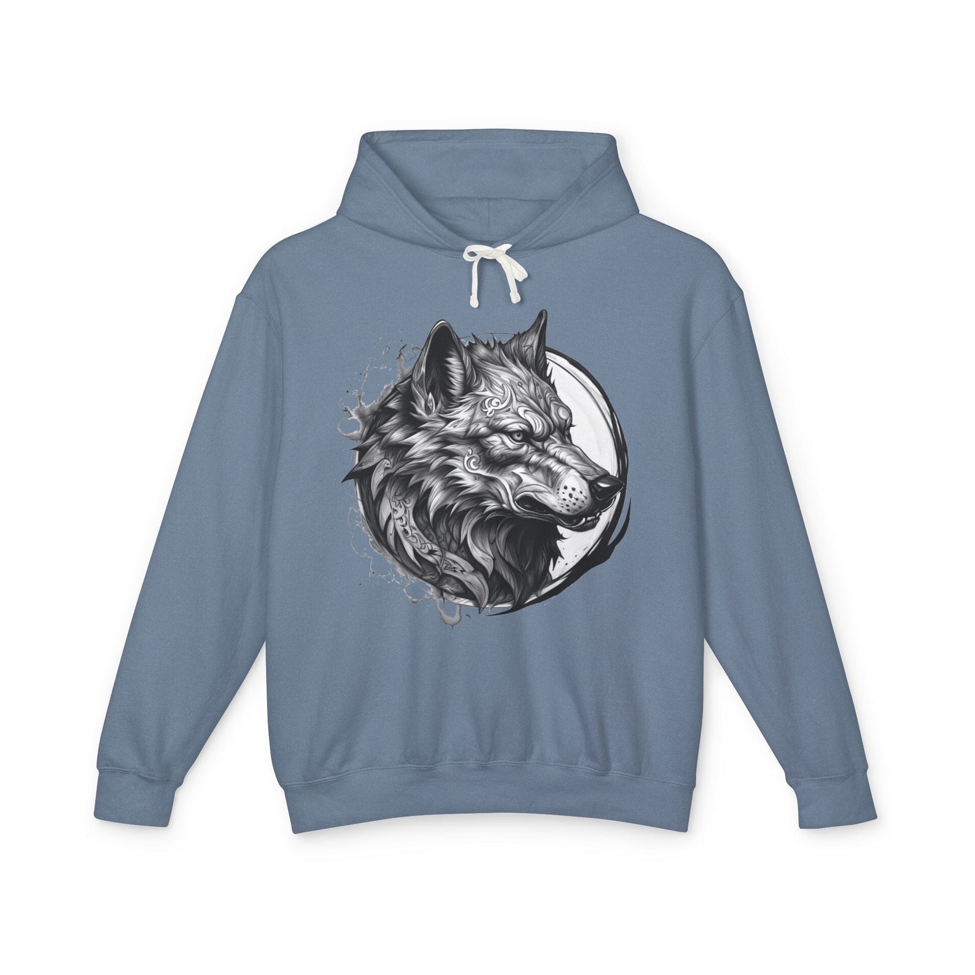 Printify Hoodie S / Blue Jean Wolf Wild Motivation - Lightweight Hoodie