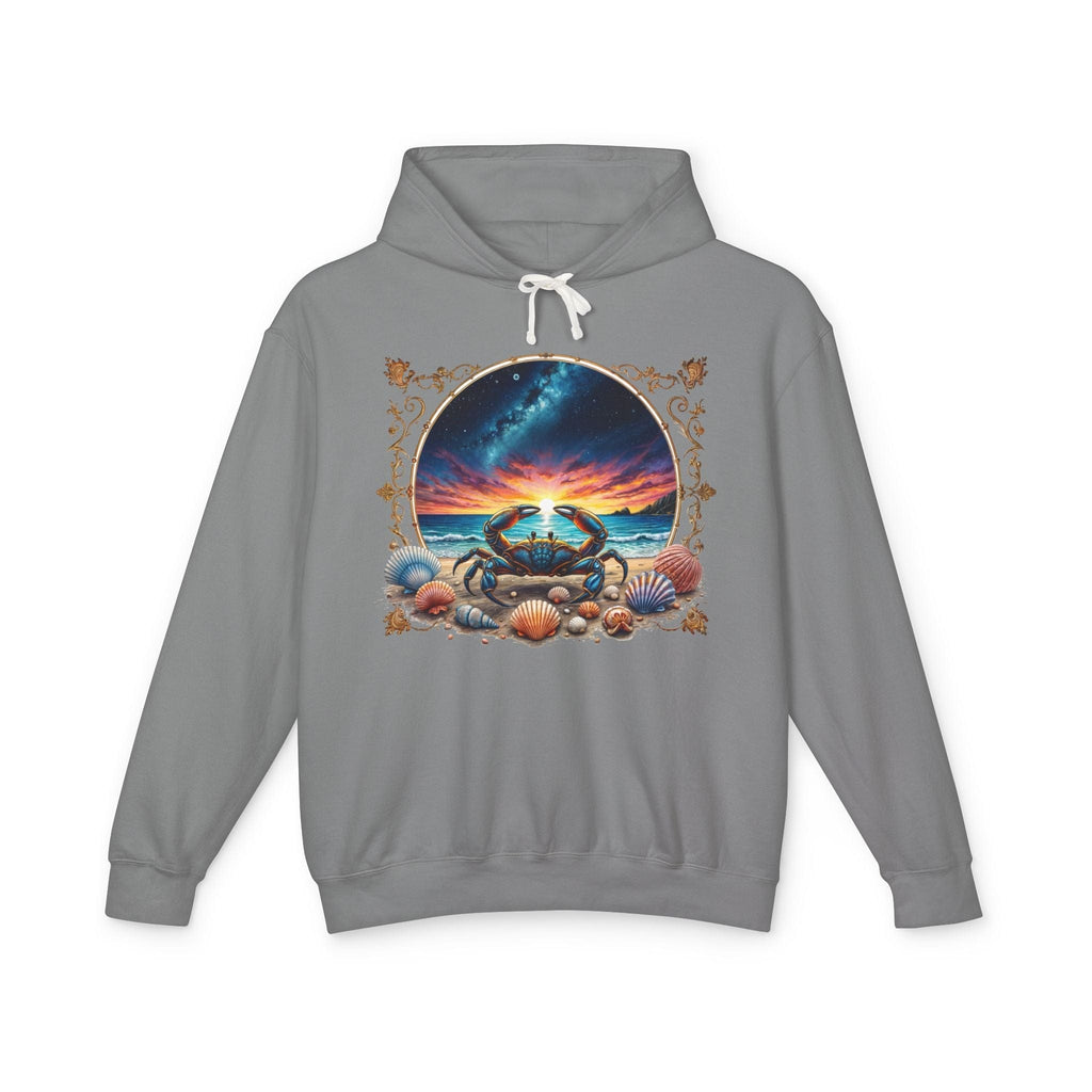 Printify Hoodie S / Grey Cancer Zodiac & Astrology - Lightweight Hoodie (Print On Front)