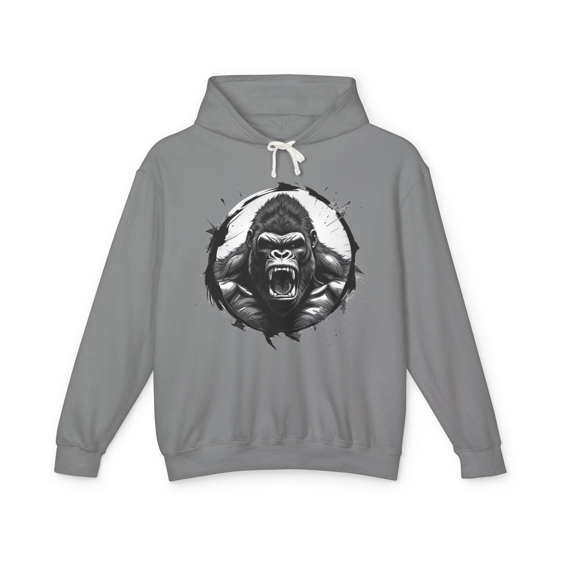 Printify Hoodie S / Grey Gorilla Roar Motivation - Lightweight Hoodie