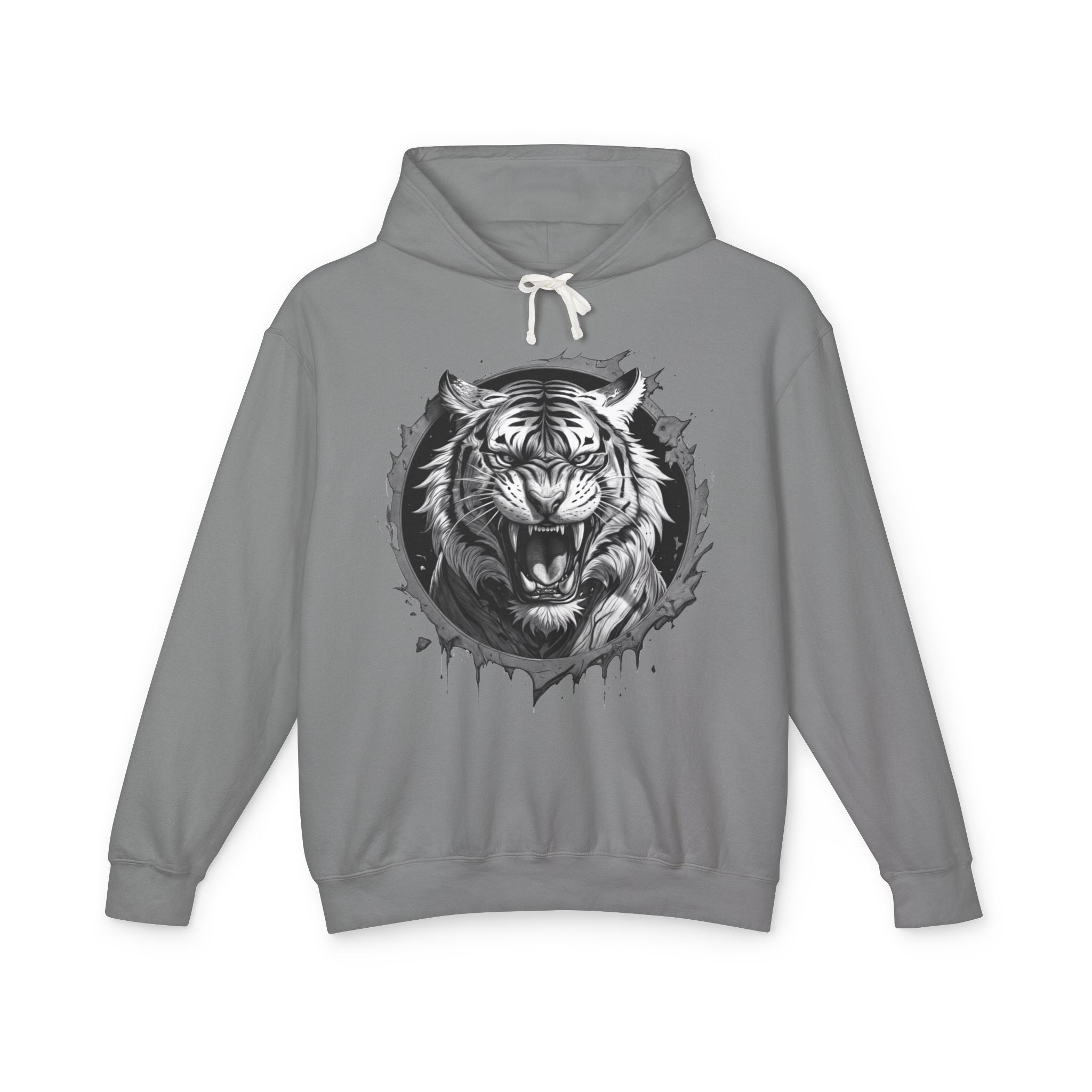 Printify Hoodie S / Grey Tiger Roar Motivation - Lightweight Hoodie