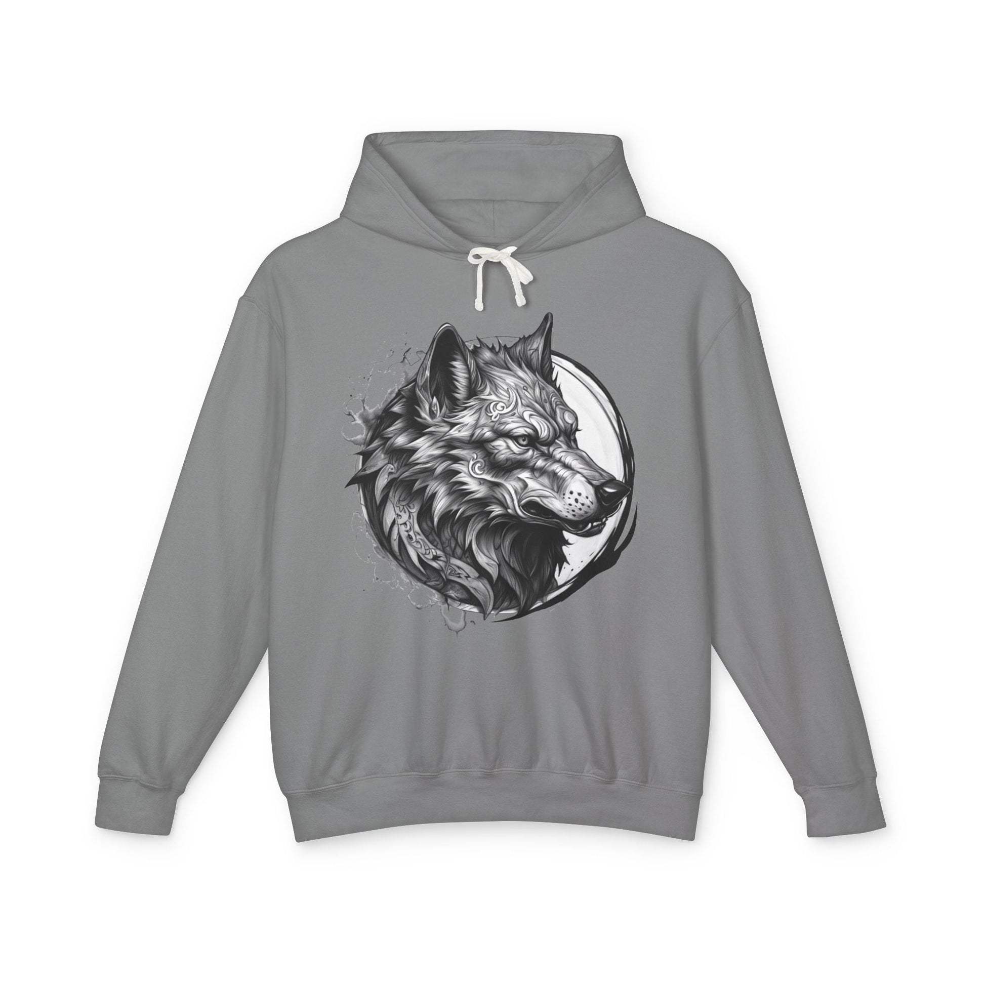Printify Hoodie S / Grey Wolf Wild Motivation - Lightweight Hoodie
