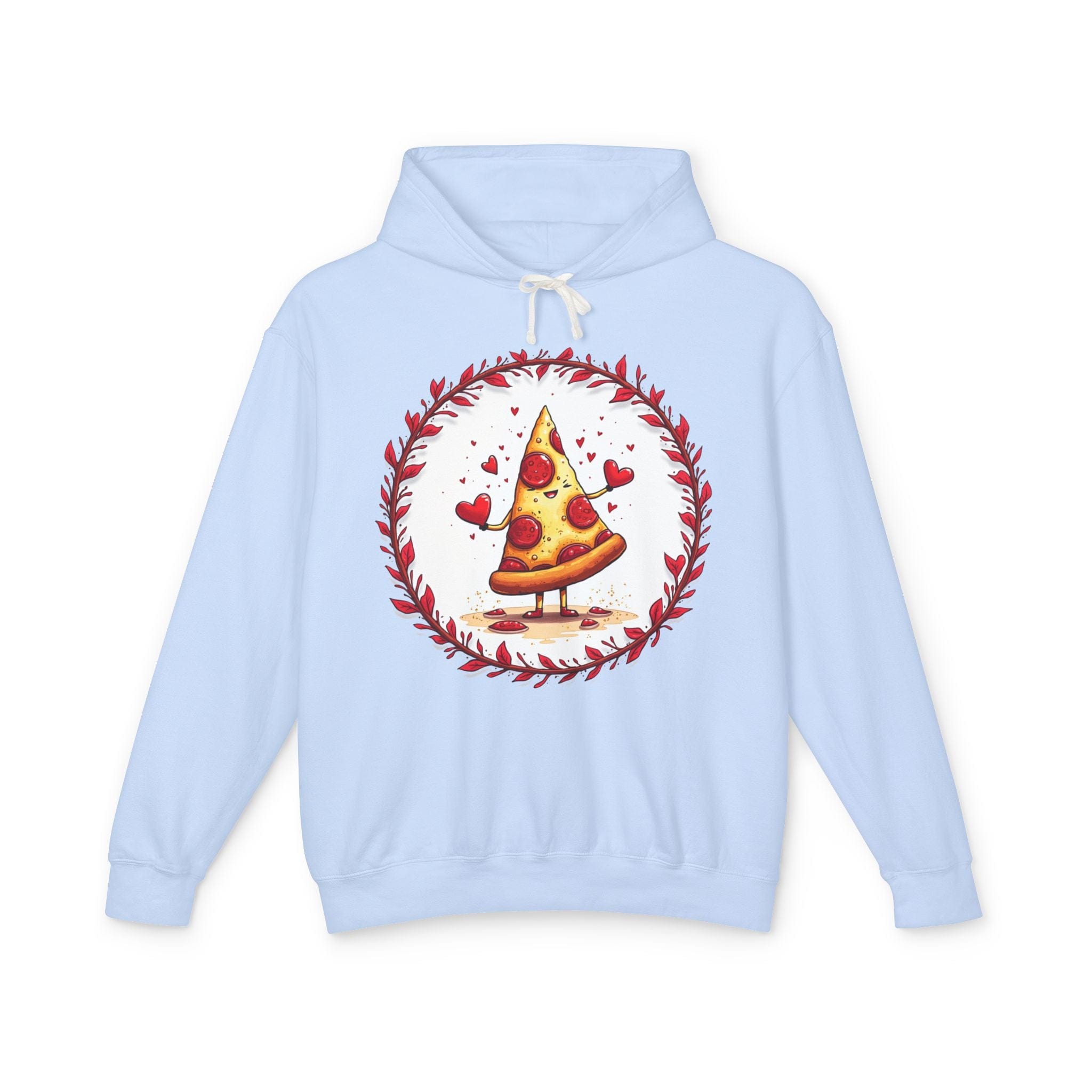Printify Hoodie S / Hydrangea Love at First Bite Pizza Love & Fun - Lightweight Hoodie