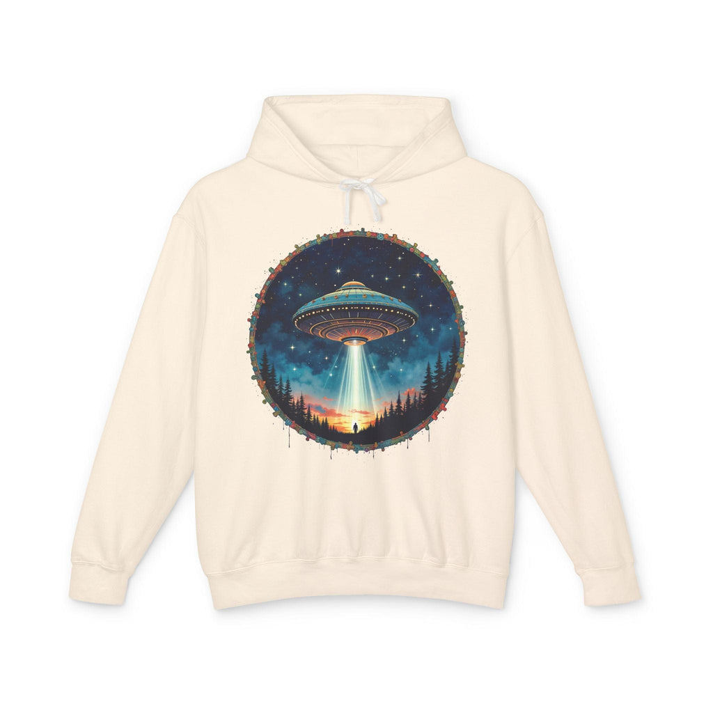 Printify Hoodie S / Ivory Hover Above UFO Cosmic - Lightweight Hoodie