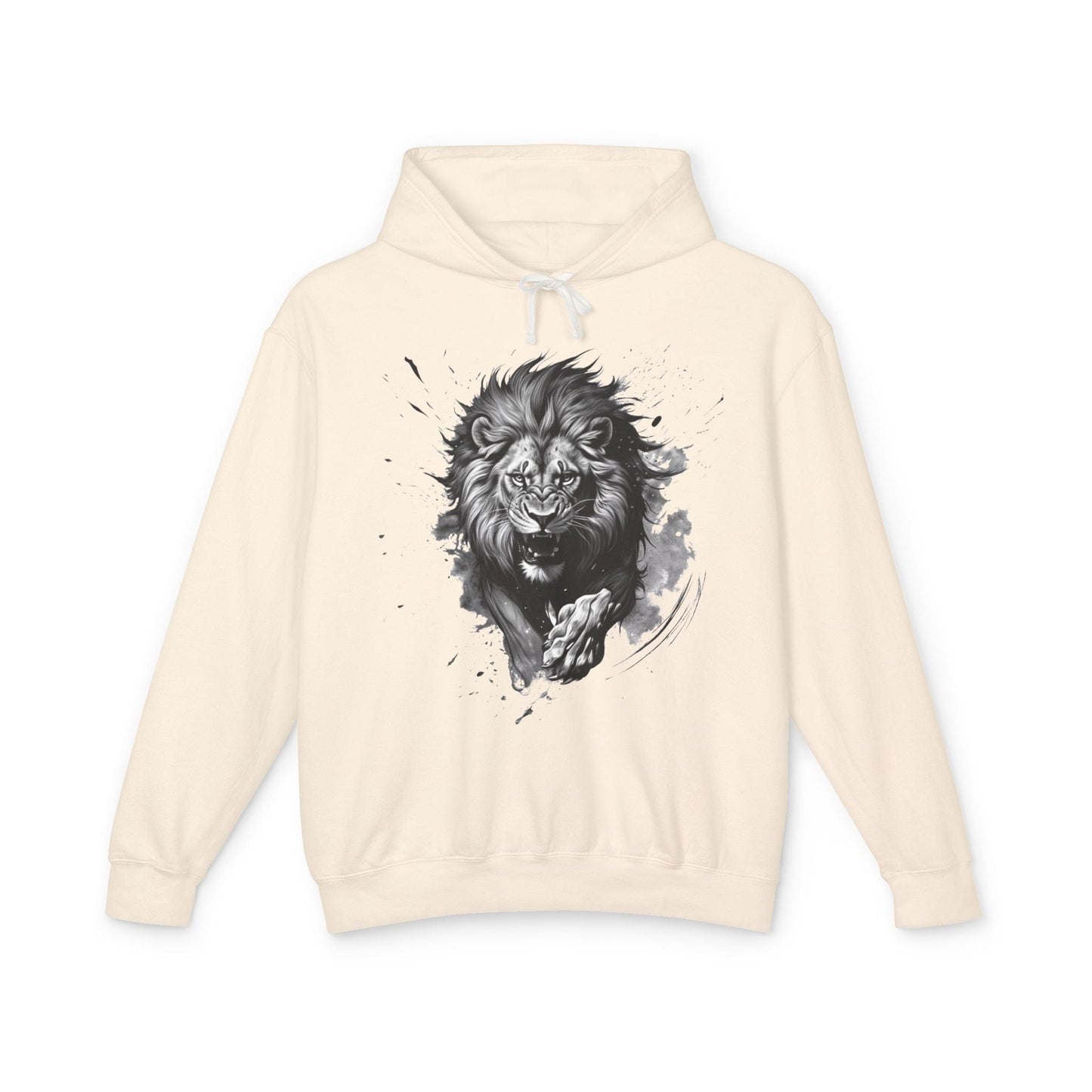 Printify Hoodie S / Ivory Lion Charge Motivation - Lightweight Hoodie