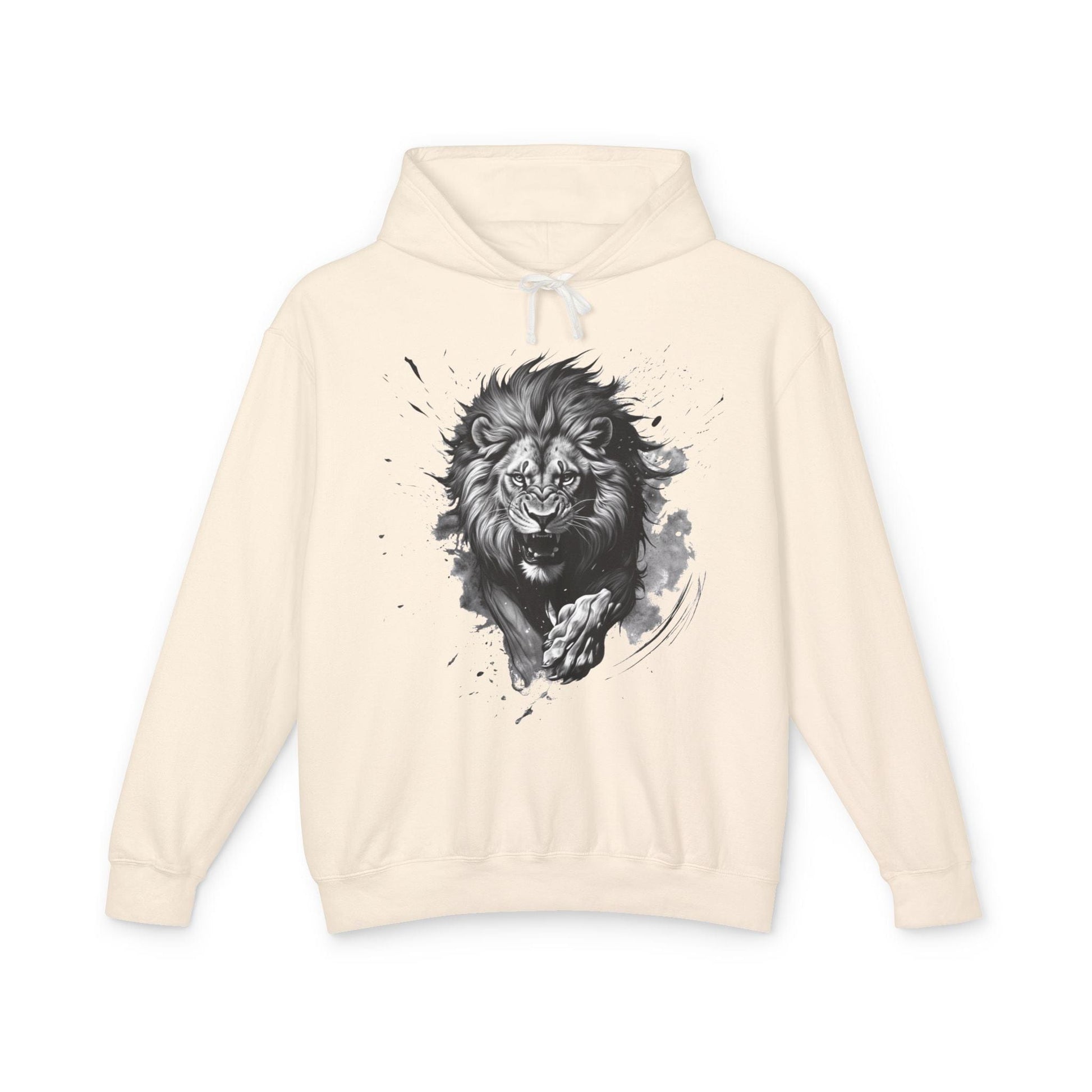 Printify Hoodie S / Ivory Lion Charge Motivation - Lightweight Hoodie