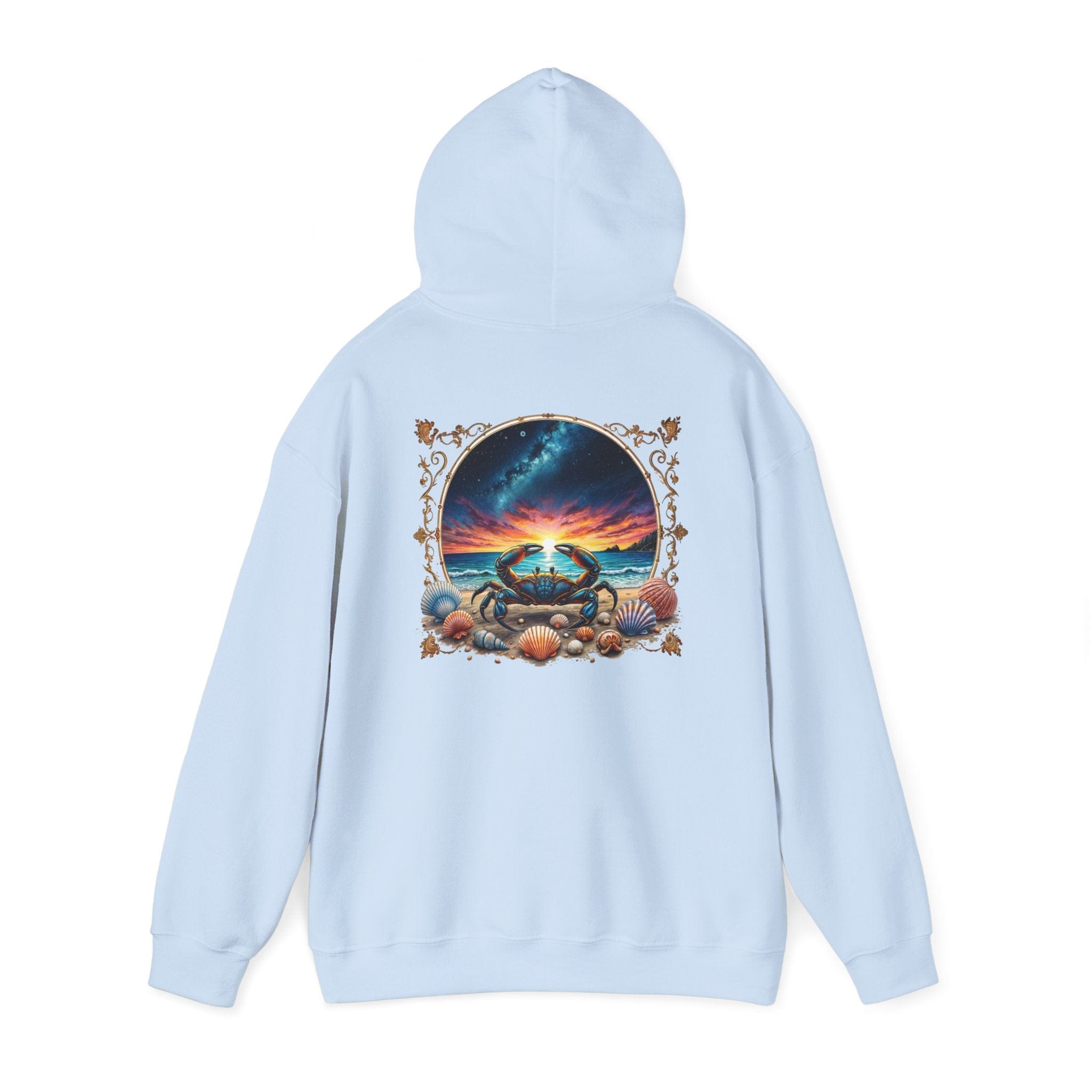 Printify Hoodie S / Light Blue Cancer Zodiac & Astrology - Heavyweight Hoodie (Print On Back)