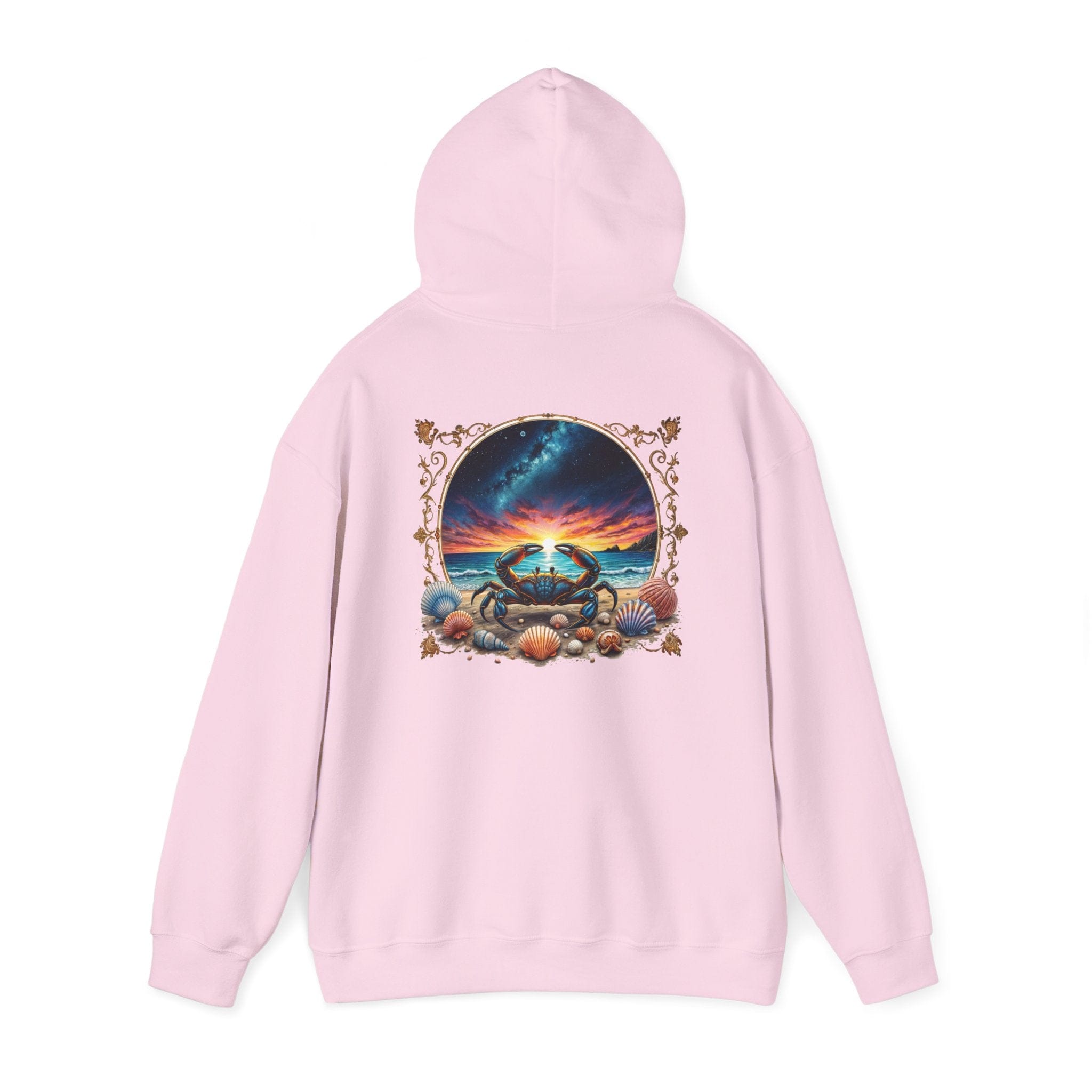 Printify Hoodie S / Light Pink Cancer Zodiac & Astrology - Heavyweight Hoodie (Print On Back)