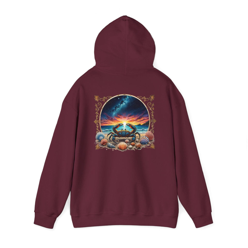 Printify Hoodie S / Maroon Cancer Zodiac & Astrology - Heavyweight Hoodie (Print On Back)