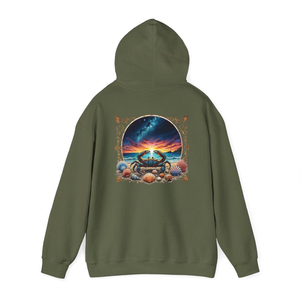 Printify Hoodie S / Military Green Cancer Zodiac & Astrology - Heavyweight Hoodie (Print On Back)