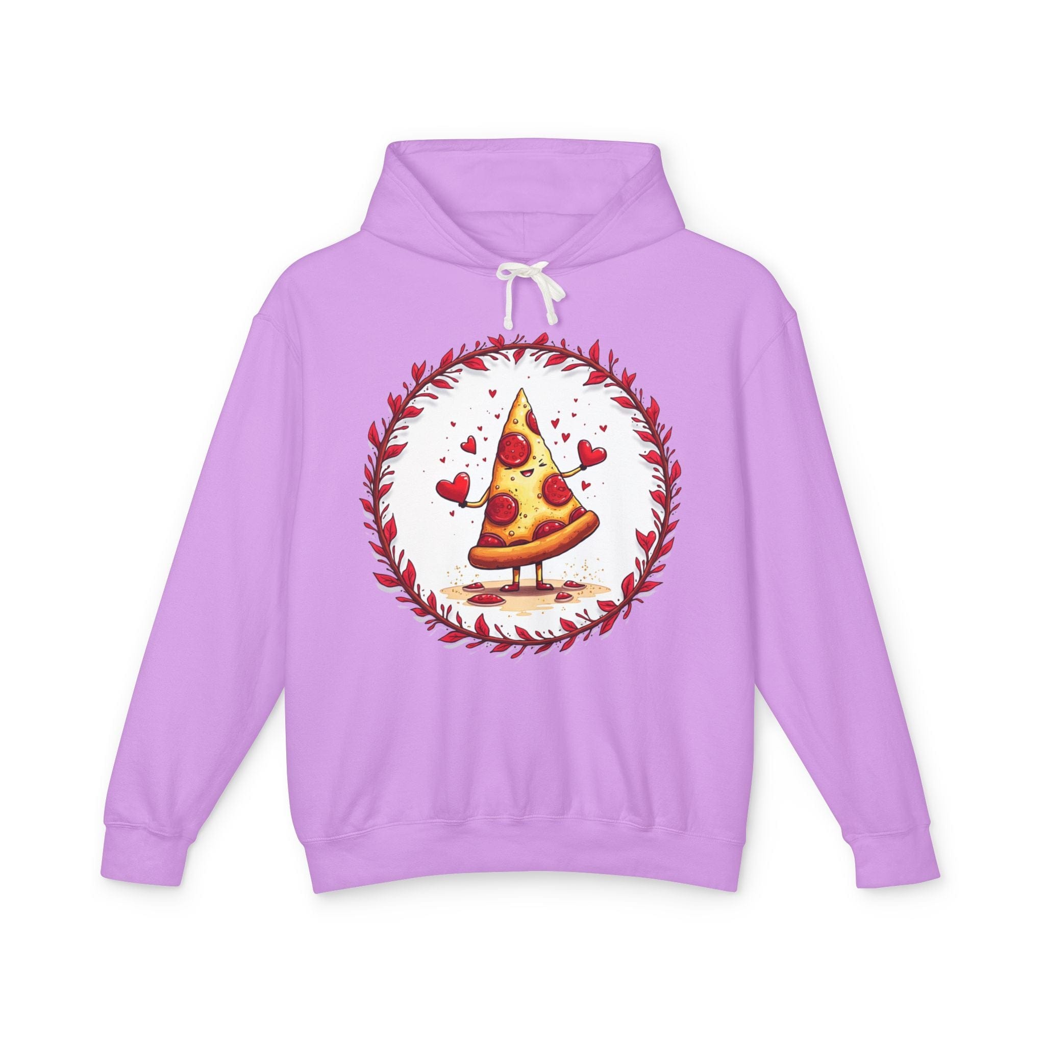 Printify Hoodie S / Neon Violet Love at First Bite Pizza Love & Fun - Lightweight Hoodie