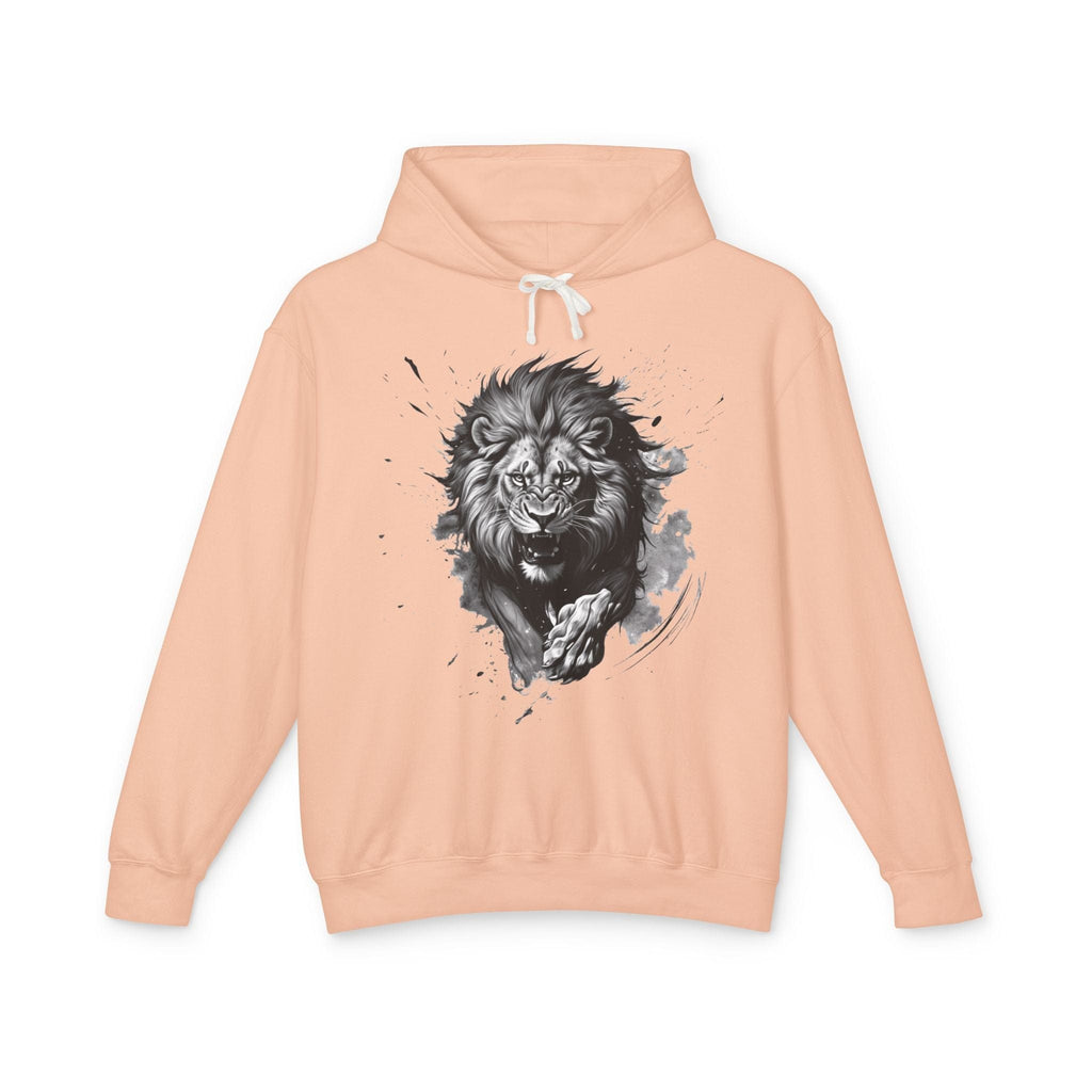 Printify Hoodie S / Peachy Lion Charge Motivation - Lightweight Hoodie