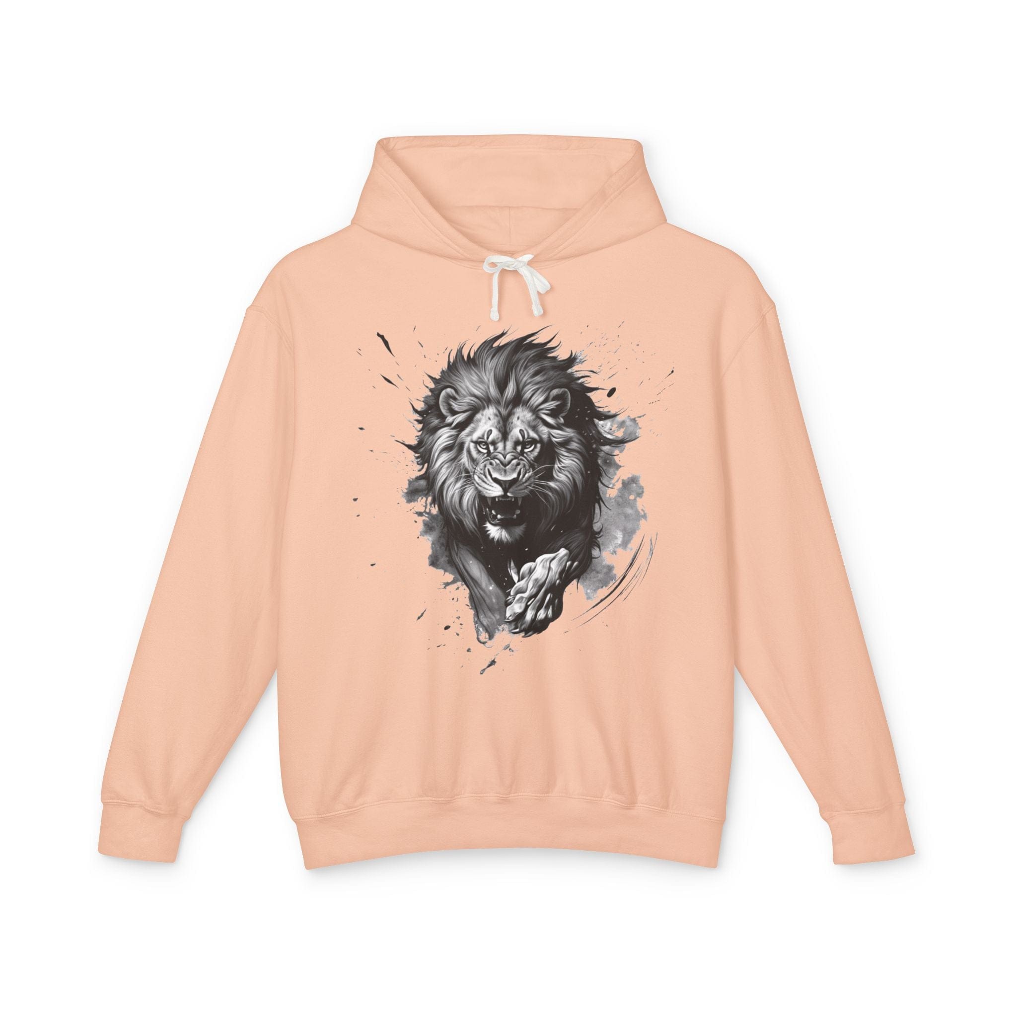 Printify Hoodie S / Peachy Lion Charge Motivation - Lightweight Hoodie