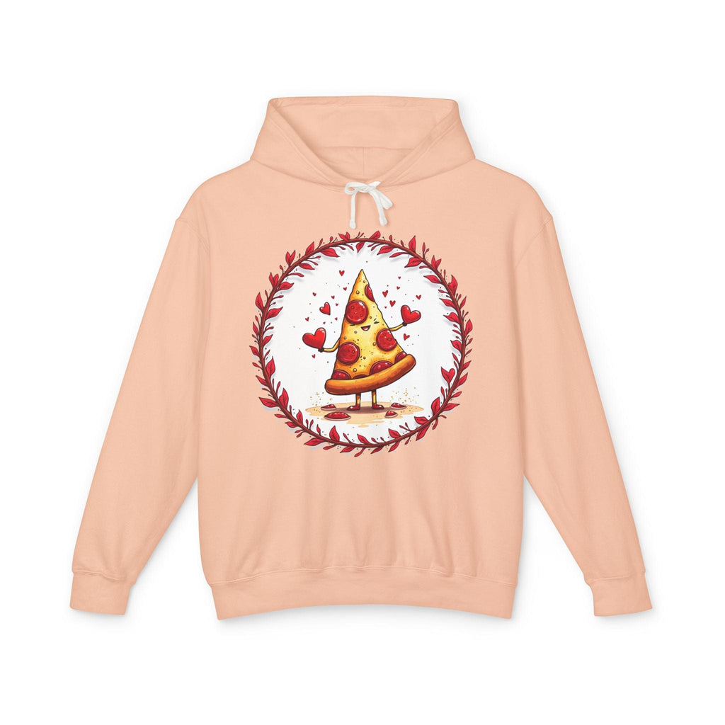 Printify Hoodie S / Peachy Love at First Bite Pizza Love & Fun - Lightweight Hoodie