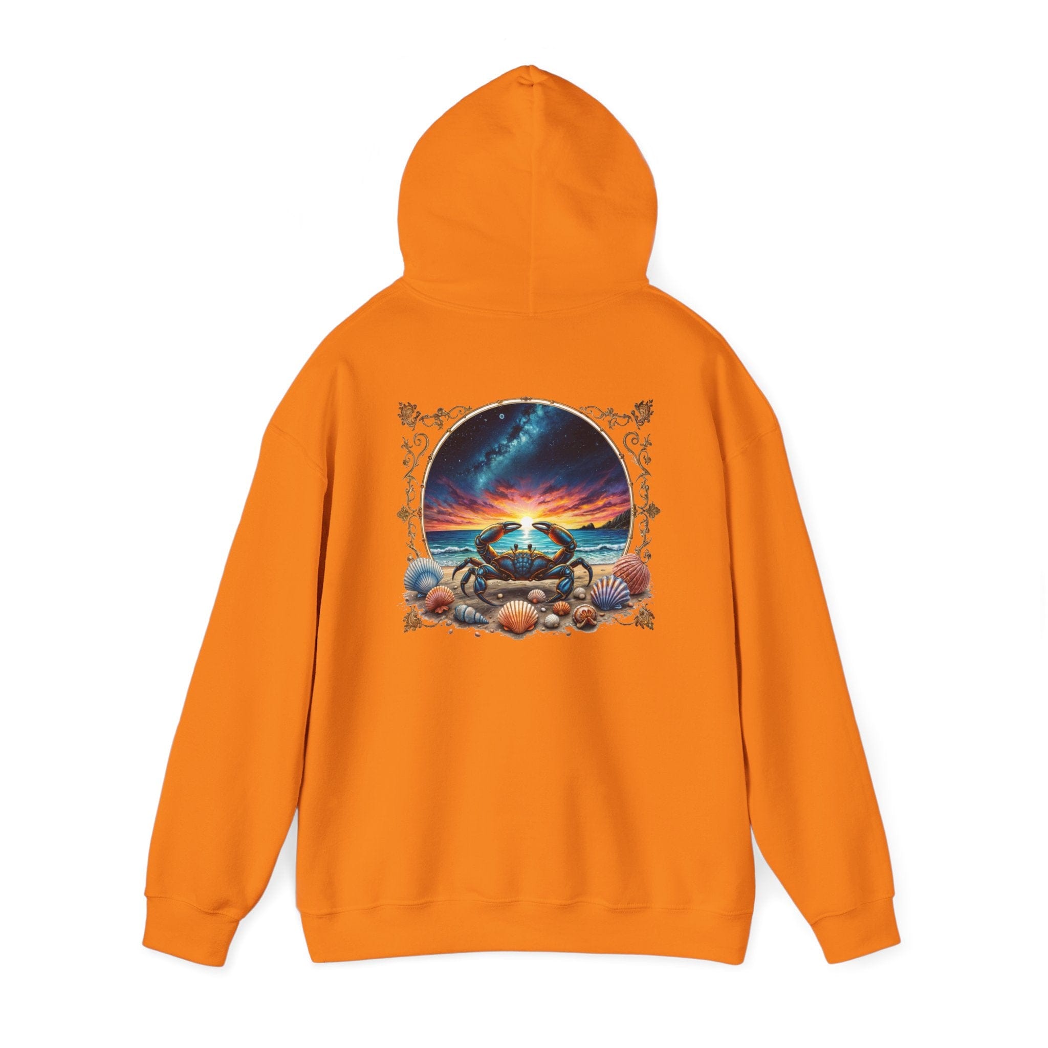 Printify Hoodie S / Safety Orange Cancer Zodiac & Astrology - Heavyweight Hoodie (Print On Back)