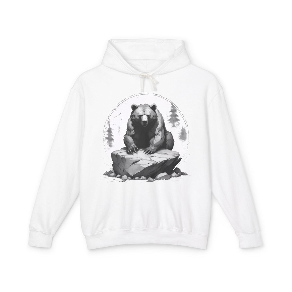 Printify Hoodie S / White Bear Wild Motivation - Lightweight Hoodie