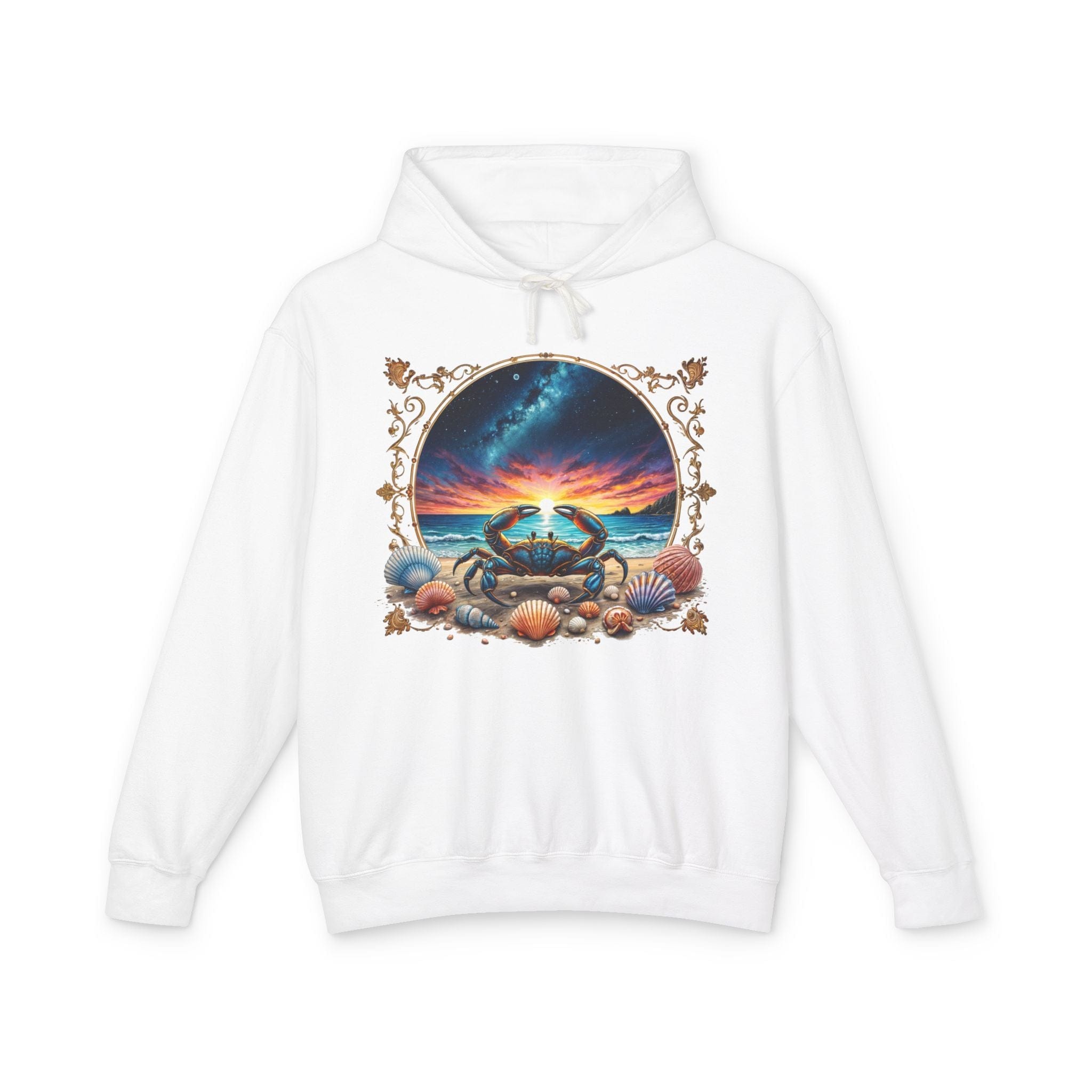 Printify Hoodie S / White Cancer Zodiac & Astrology - Lightweight Hoodie (Print On Front)