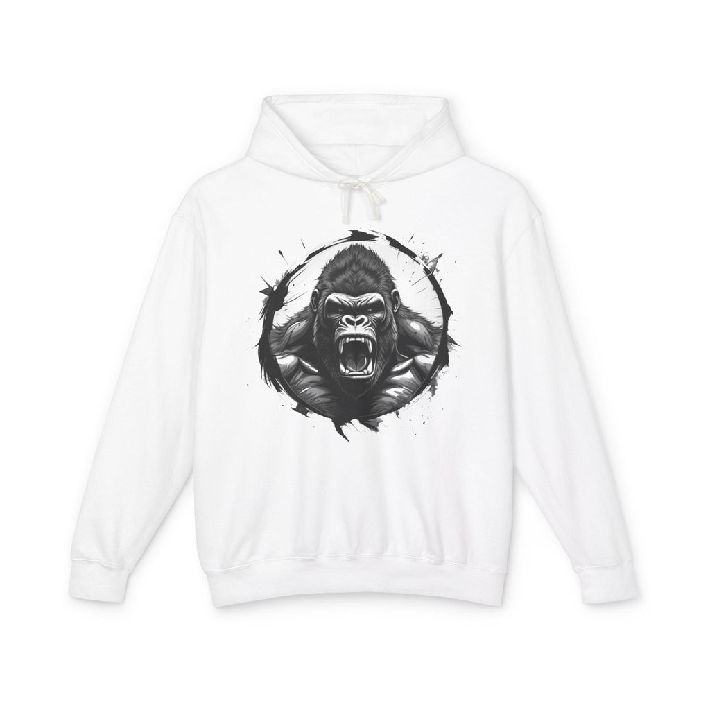 Printify Hoodie S / White Gorilla Roar Motivation - Lightweight Hoodie