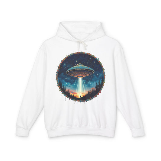 Printify Hoodie S / White Hover Above UFO Cosmic - Lightweight Hoodie