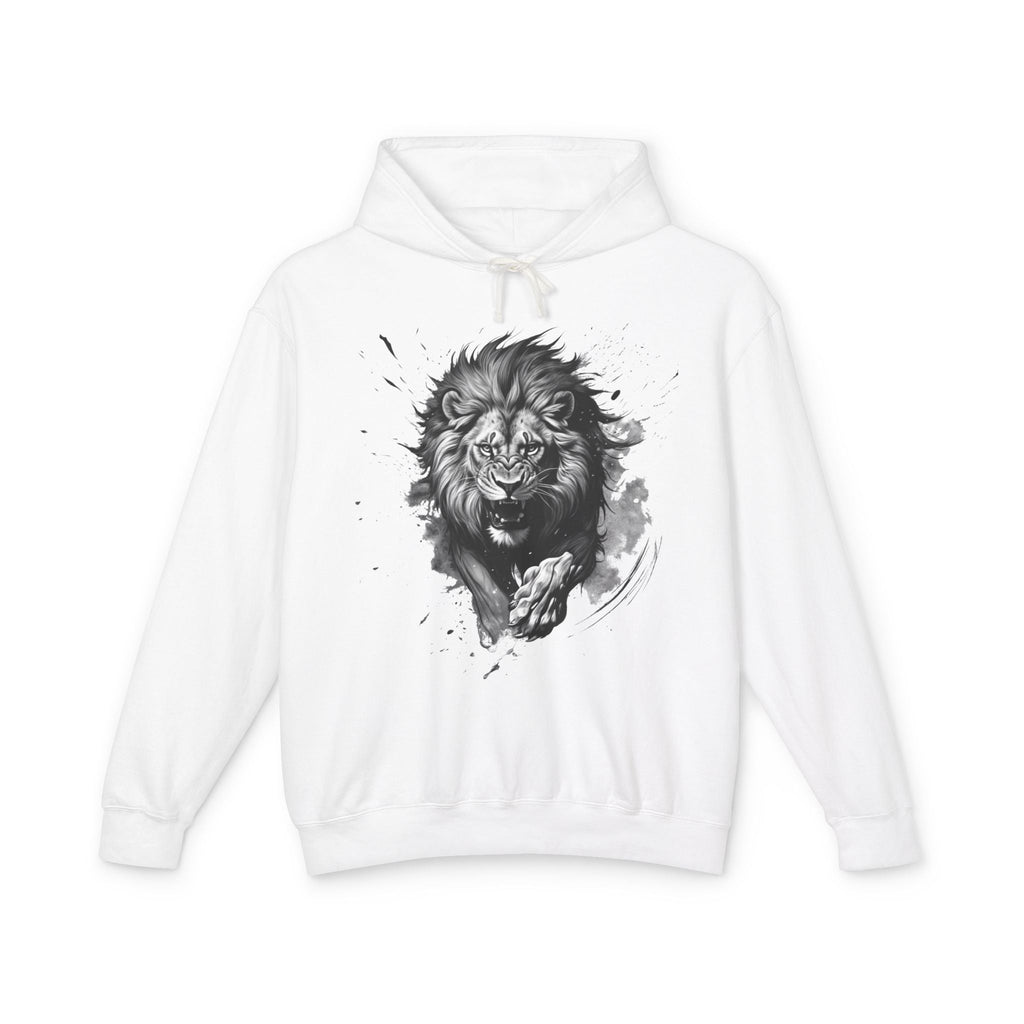 Printify Hoodie S / White Lion Charge Motivation - Lightweight Hoodie