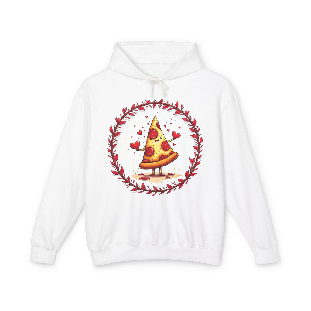 Printify Hoodie S / White Love at First Bite Pizza Love & Fun - Lightweight Hoodie