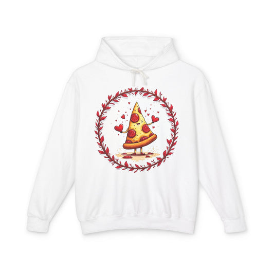 Printify Hoodie S / White Love at First Bite Pizza Love & Fun - Lightweight Hoodie