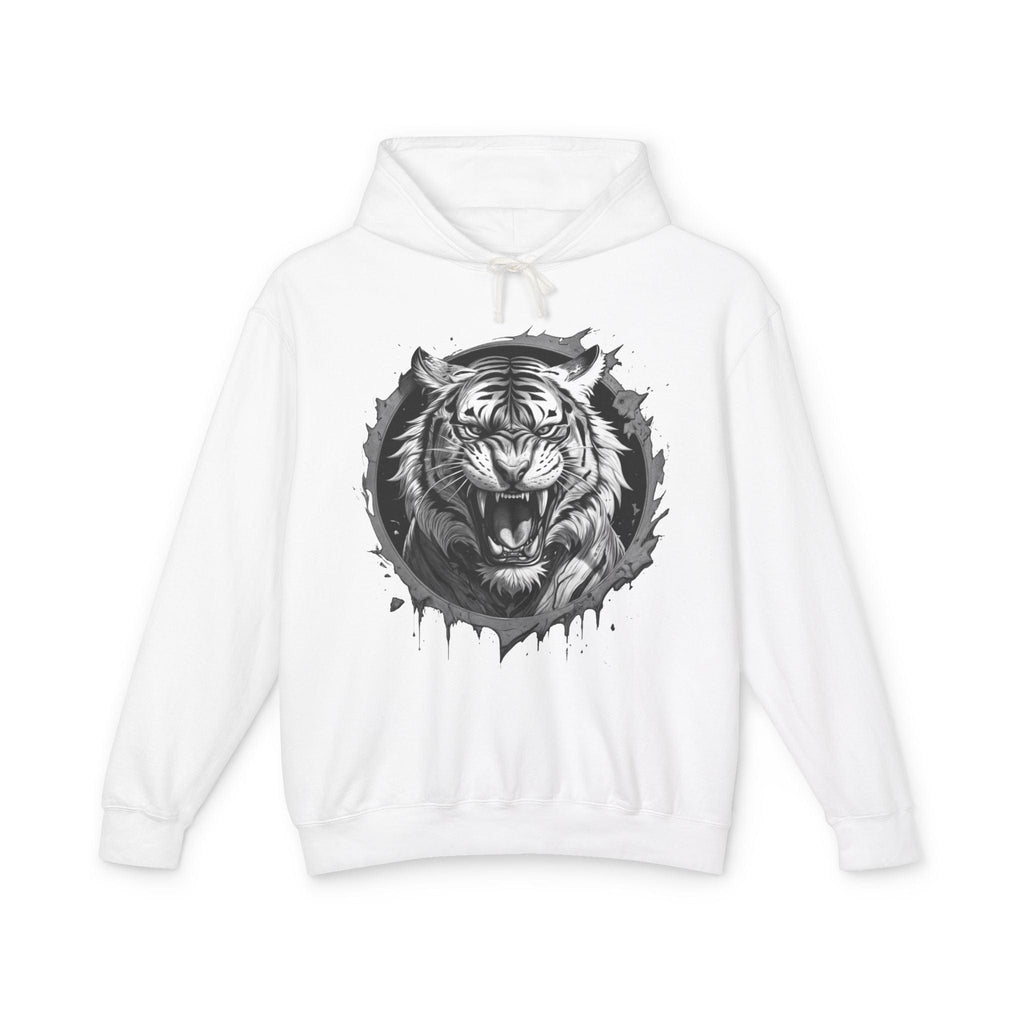 Printify Hoodie S / White Tiger Roar Motivation - Lightweight Hoodie