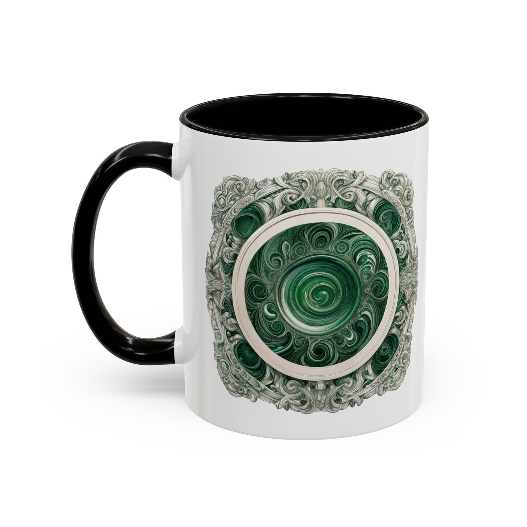 Printify Mug 11oz / Black Malachite Crystal Coffee Mug with Inspirational Quote and QR Code Beautiful Gemstone Gift for Green Thumbs and Spiritual Lovers