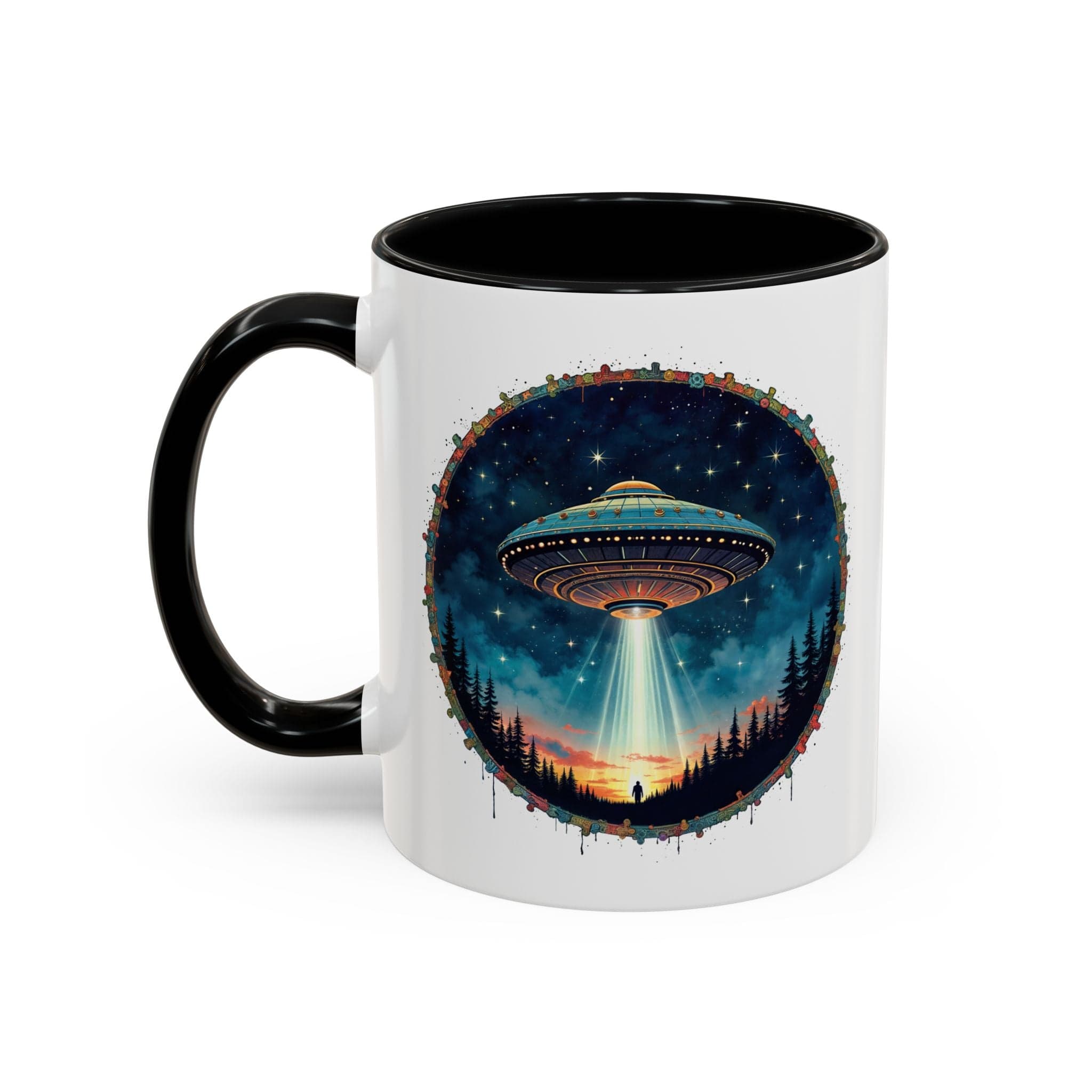 Printify Mug 11oz / Black Mug - Aliens Are Here - UFO & Cosmic QR Code Quote Video
