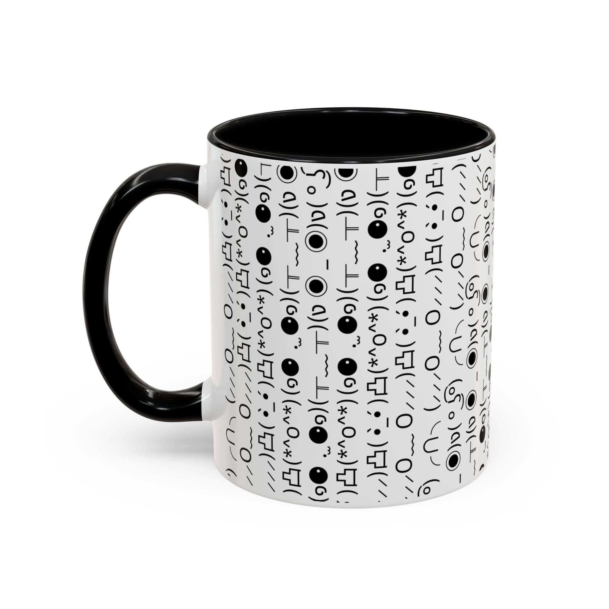 Printify Mug 11oz / Black Mug - (๑⚈ ․̫ ⚈๑) Emoji- Hidden Message