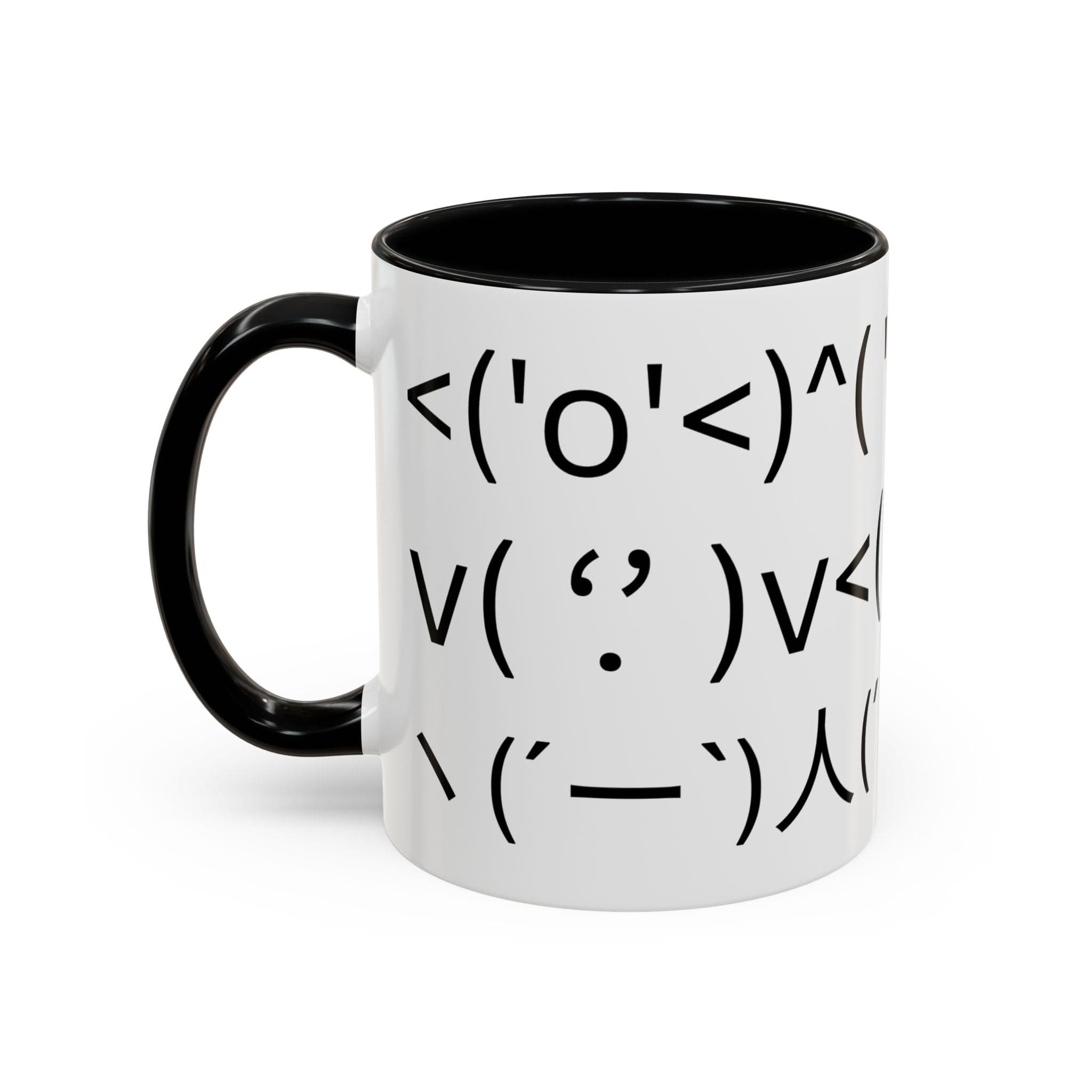 Printify Mug 11oz / Black Mug - ^( '-' )^ Emoticon - Hidden Message