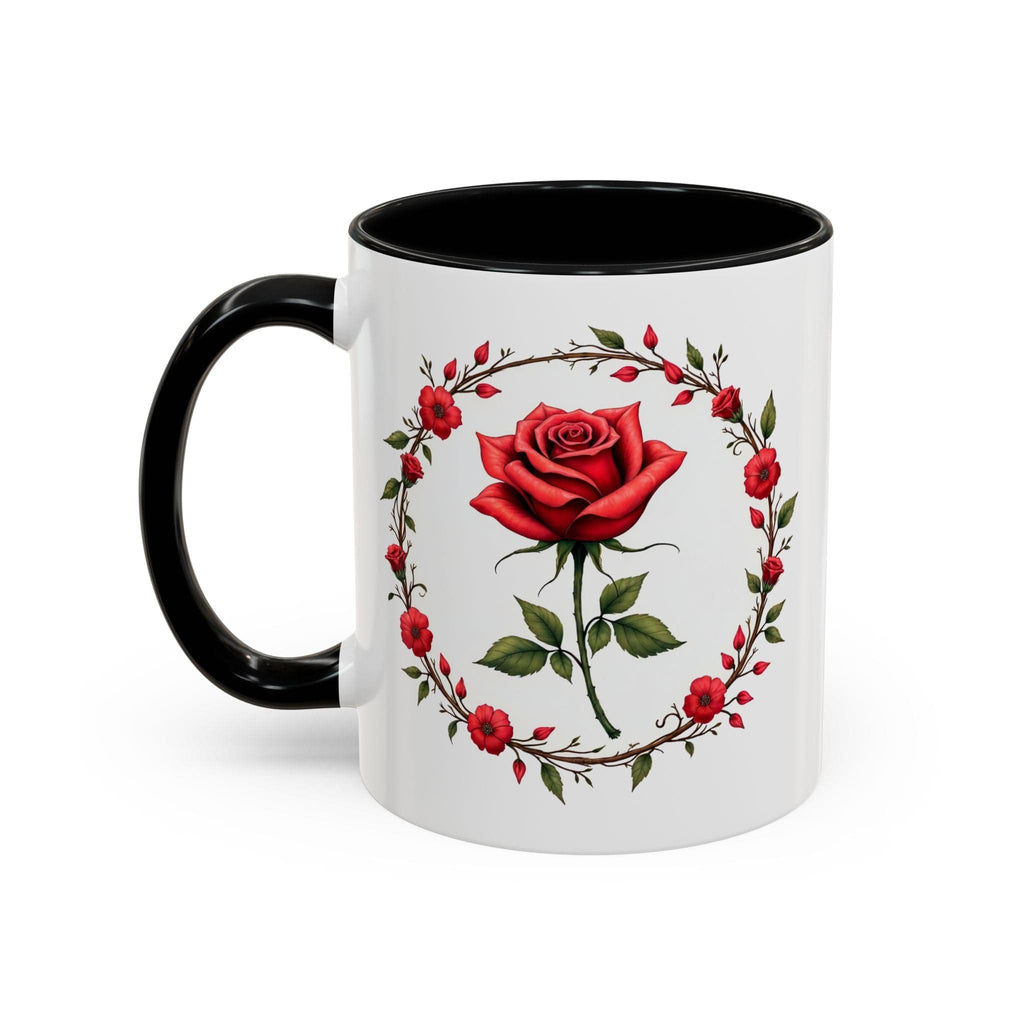 Printify Mug 11oz / Black Mug - Petal Passion - Love & Romance QR Code Quote Video