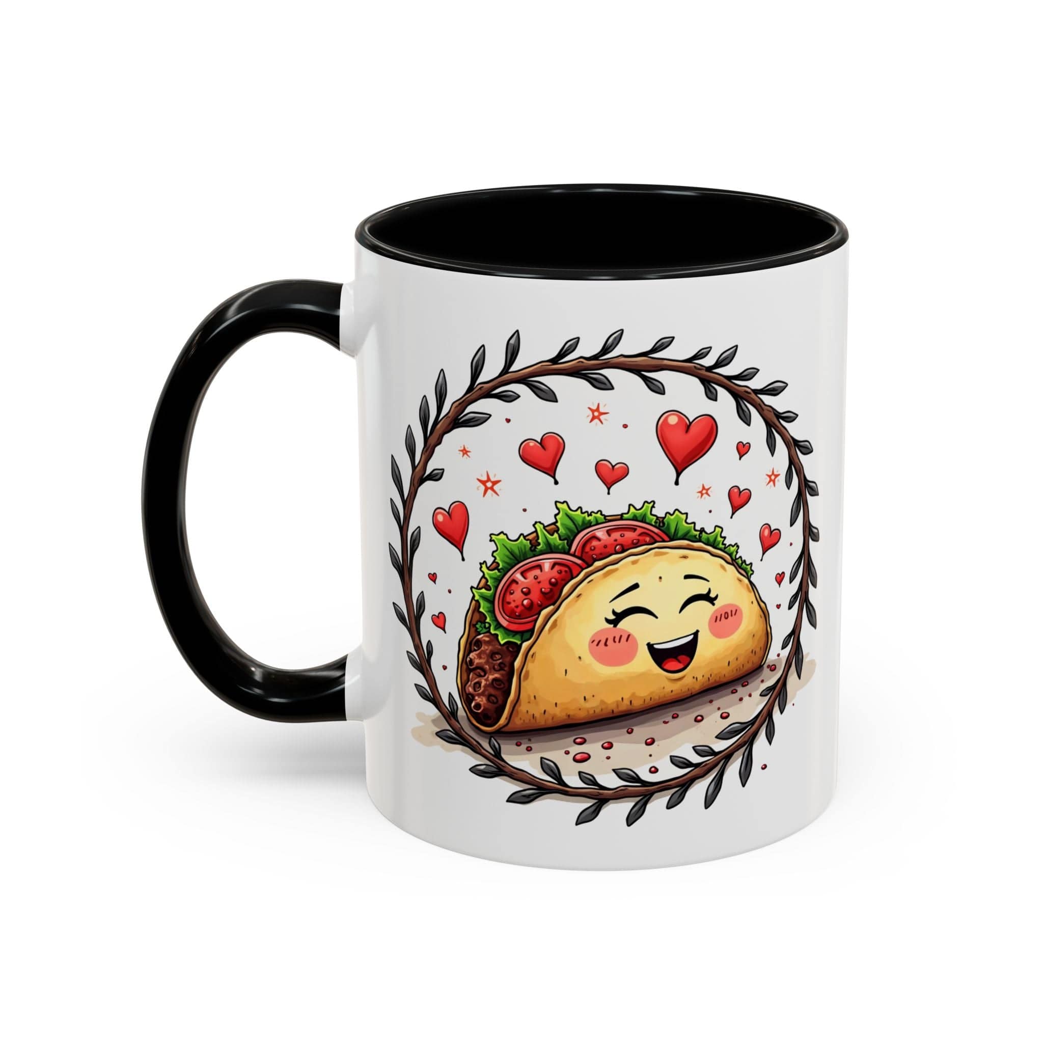 Printify Mug 11oz / Black Mug - Taco 'Bout Love - Love & Fun Mug with QR Code Quote Video