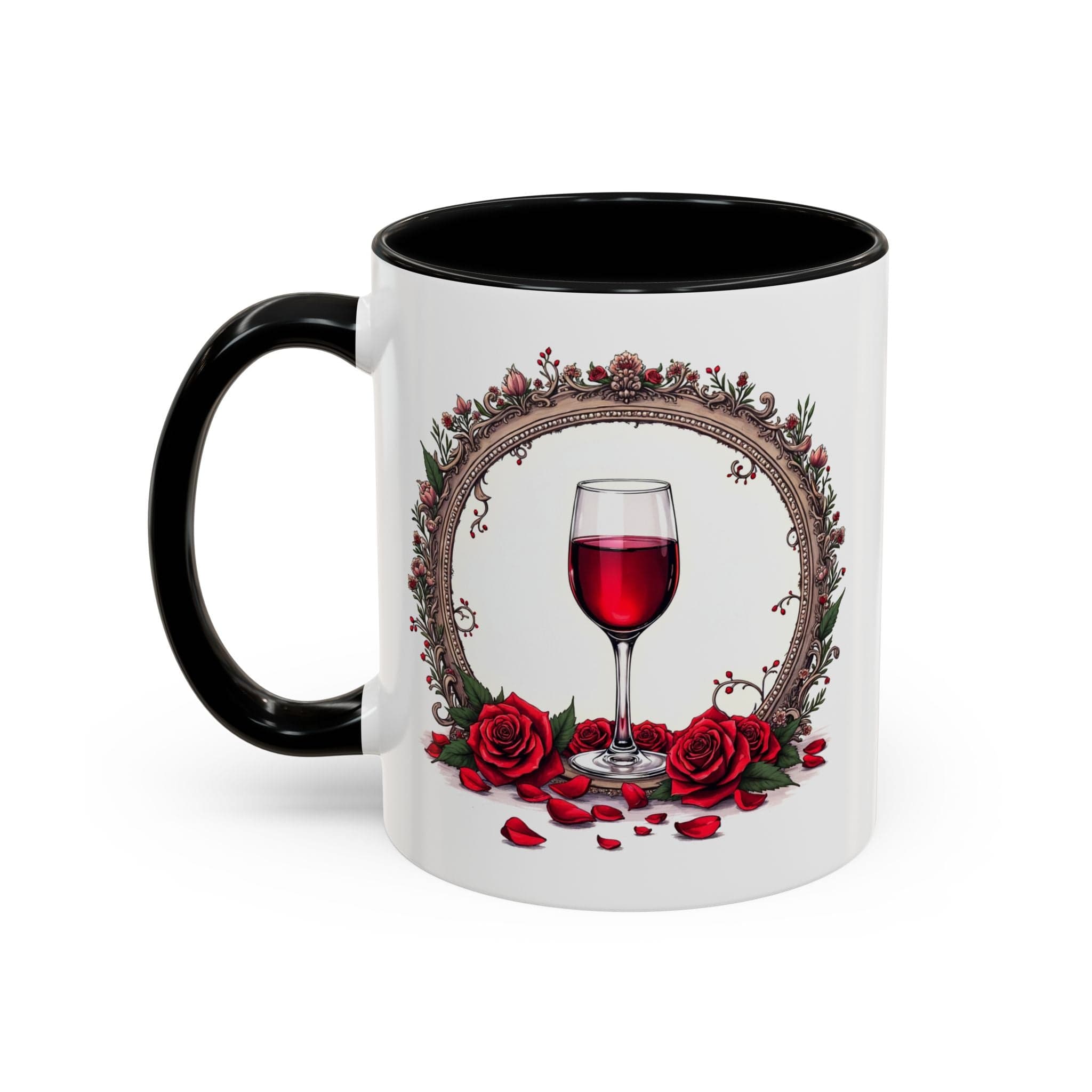 Printify Mug 11oz / Black Mug - Wine & Dine - Love & Romance QR Code Quote Video