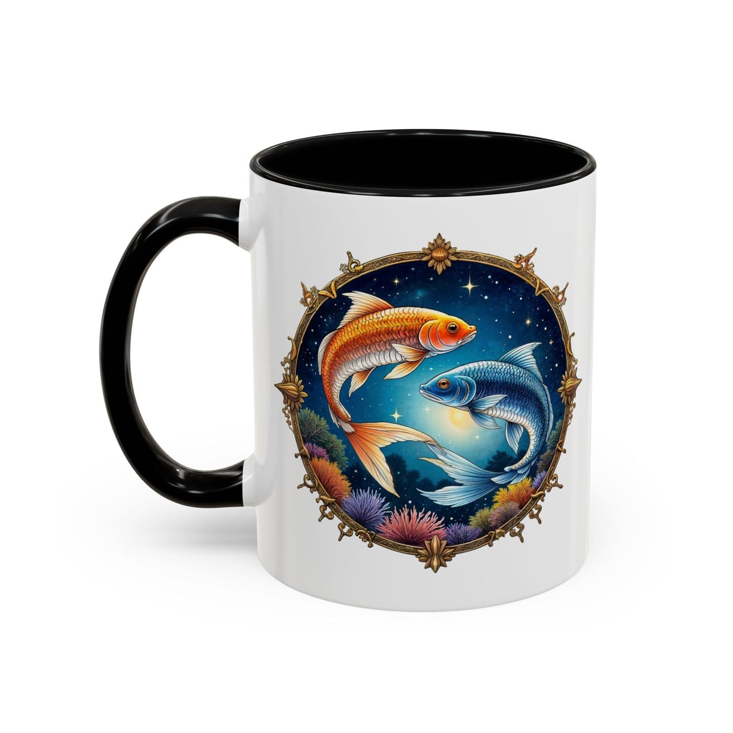 Printify Mug 11oz / Black Pisces Zodiac Coffee Mug with Inspirational Quote and Smart QR Code Dreamy Astrology Gift Custom Horoscope Mug for Pisces Fans